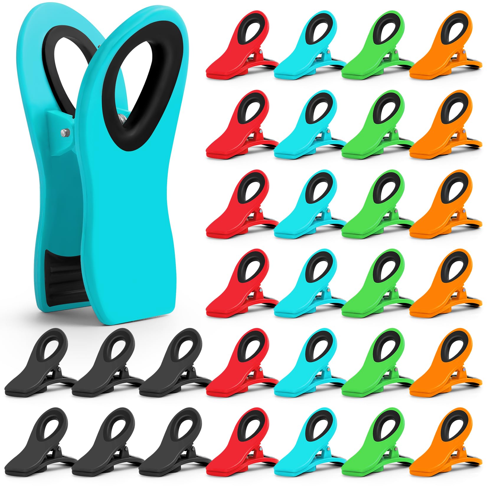 JETMORE 30 Pack Bag Clips, Multicolor Potato Chip Bag Clips, Food Clip