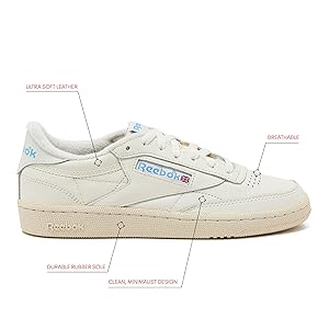 Reebok Club C 85 Vintage Tennis Sneakers for Women, Casual White Womens Shoes, Size 5 to 11