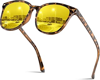 Polarized Night Driving Glasses for Women Lightweight Anti Glare Night Vision Glasses with Yellow