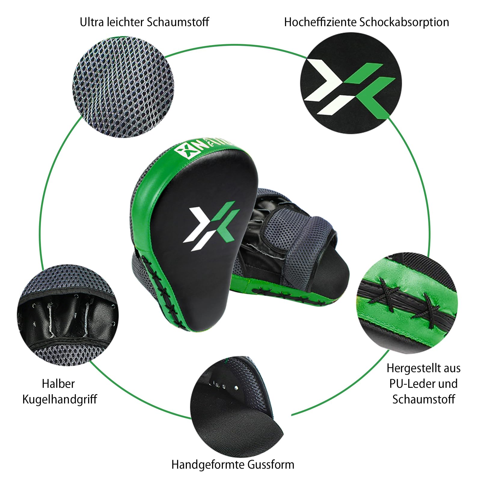 Pratzen Boxen mit hochwertiger Polsterung - 1 Paar Kickboxen Boxpratzen für optimale Schlagdämpfung,Trainerpratzen Boxing Pad für Männer Frauen