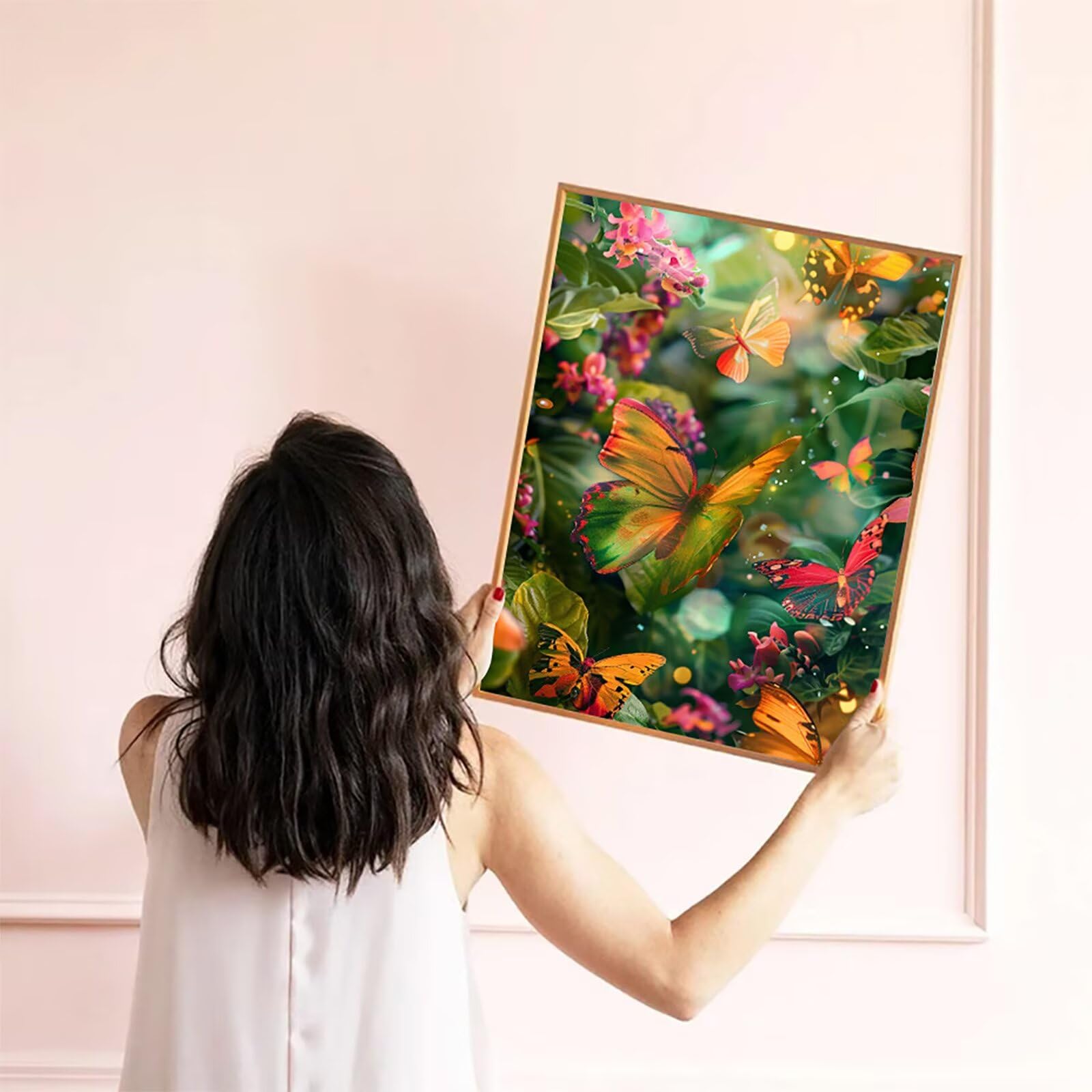 5D DIY Diamentowe Malowanie Motylem, Malowanie diamentami Kompletny zestaw liści, Kryształ Sztuki Hobby Diament Kreatywne Dorośli, Haft krzyżykowy Rzemiosło, obrazy z koralikami na prezent 100 x 135