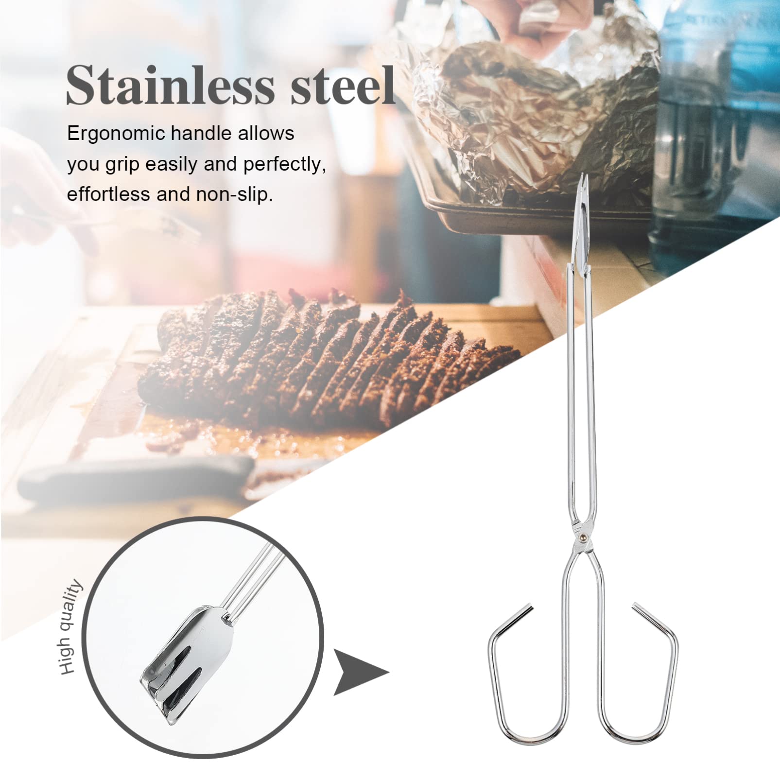 Happyyami 3Pcs Charcoal Clamps Long Handle Log Tongs for Barbecue Heat Resistant Cooking Tools for Home and Outdoor Grilling Lightweight and Versatile Kitchen Gadgets