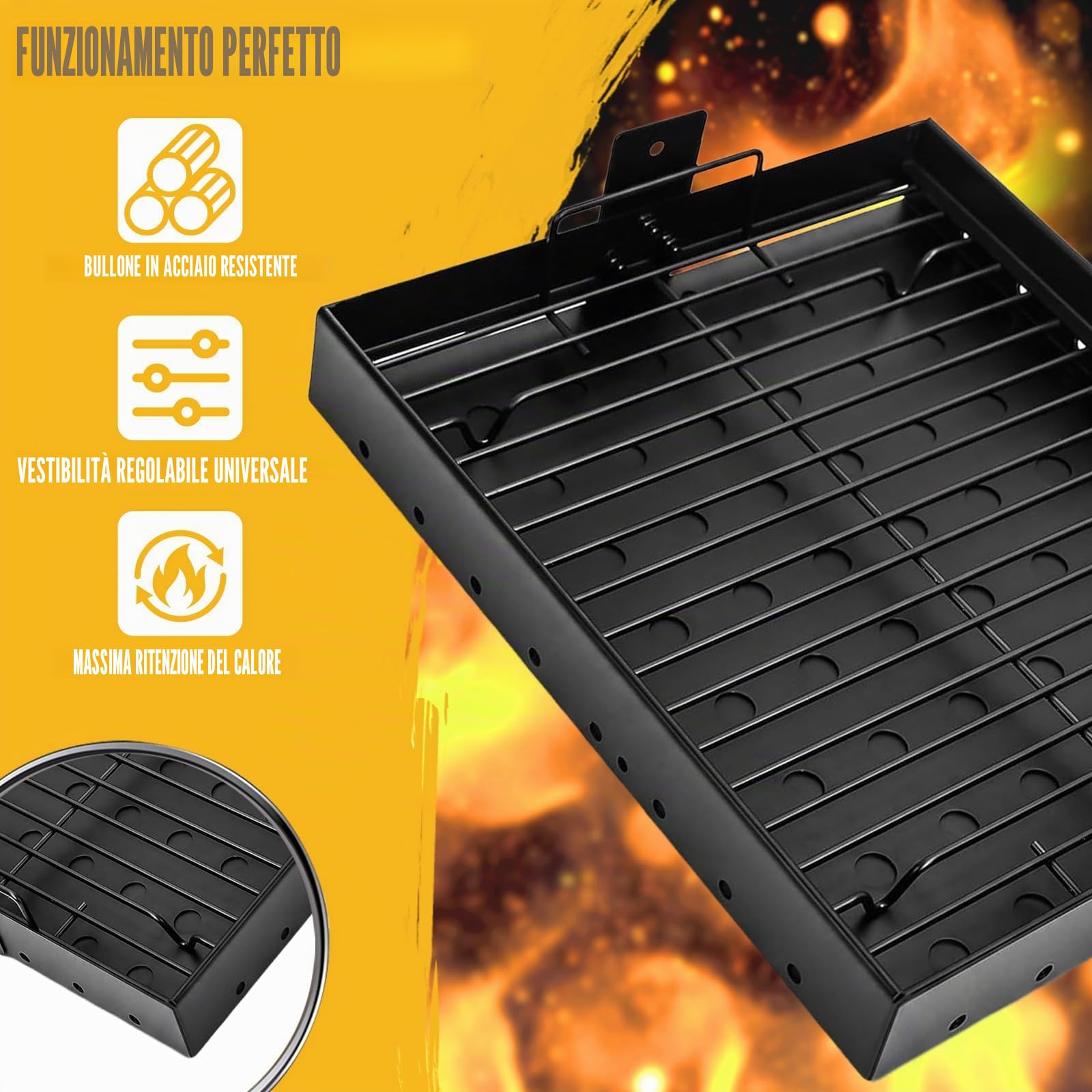 GFTIME 38-71 cm Regolabile Griglia in Carbone per Tepro Toronto, Taino Hero XL Griglia a Carbonella, Activa Angular, EL Fuego Montreal, EL Fuego Ontario Barbecue a Carbonella, Parti di Ricambio