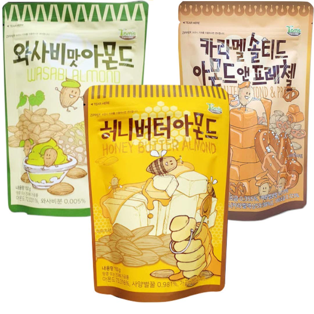 Gilim Tom's Farm Korean Seasoned Almonds Snack 3 Pack