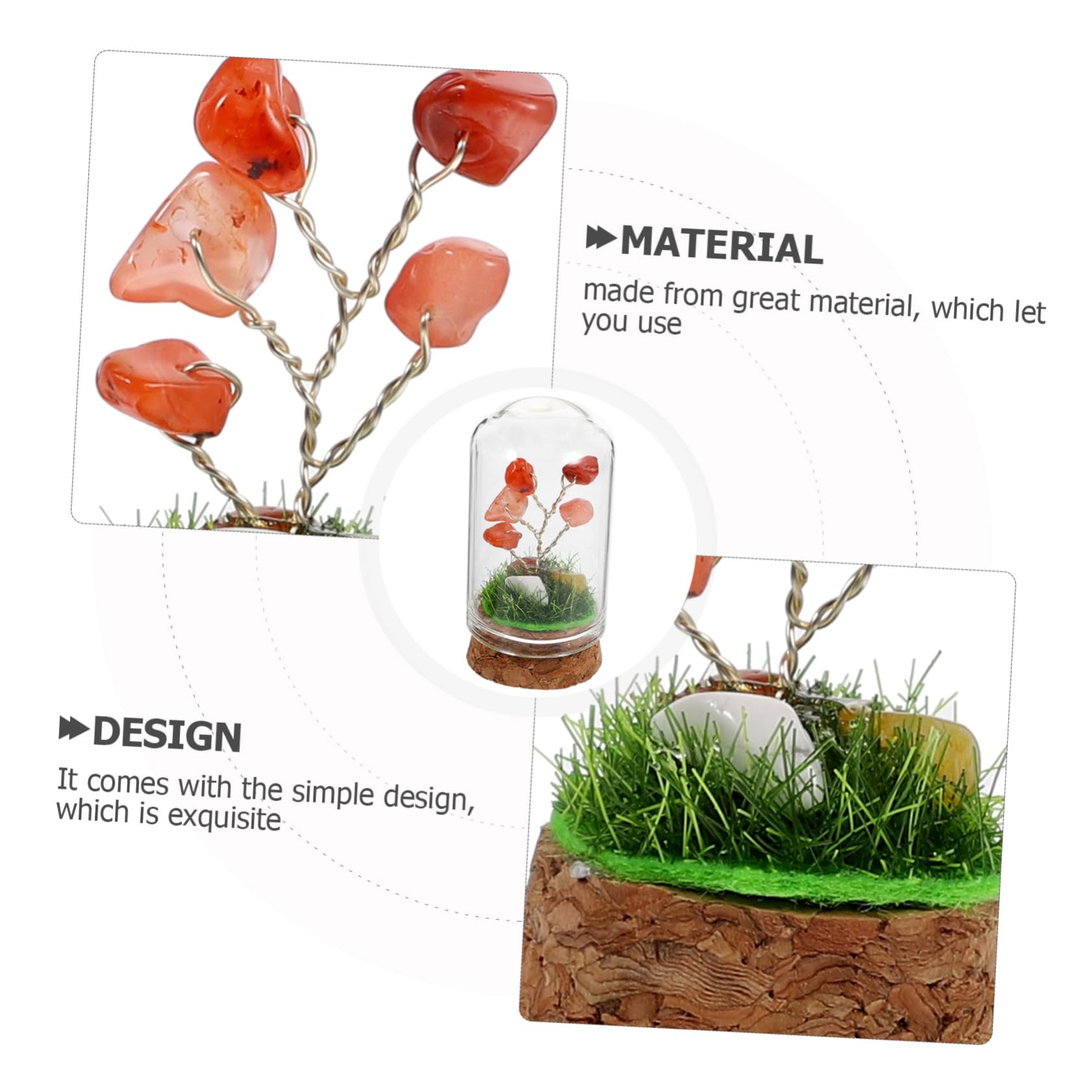 HOOTNEE Crystal Desktop Decor Desktop Ornament Crystal Tree Statue Crystal Craft Crystal Tree with Glass Cover Crystal Tree Decor Bonsai Tree Crystal Tree Adornment Tree Table Centerpiece