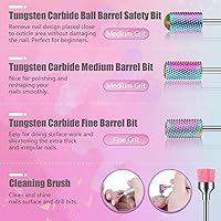 Vista 2 de Depvko 21Pcs Nail Drill Bits Set with Portable Pink Case, 3/32 Inch Drill Bits for Nails, Ceramic Diamond Carbide Cuticle Nail Bits effile Remover