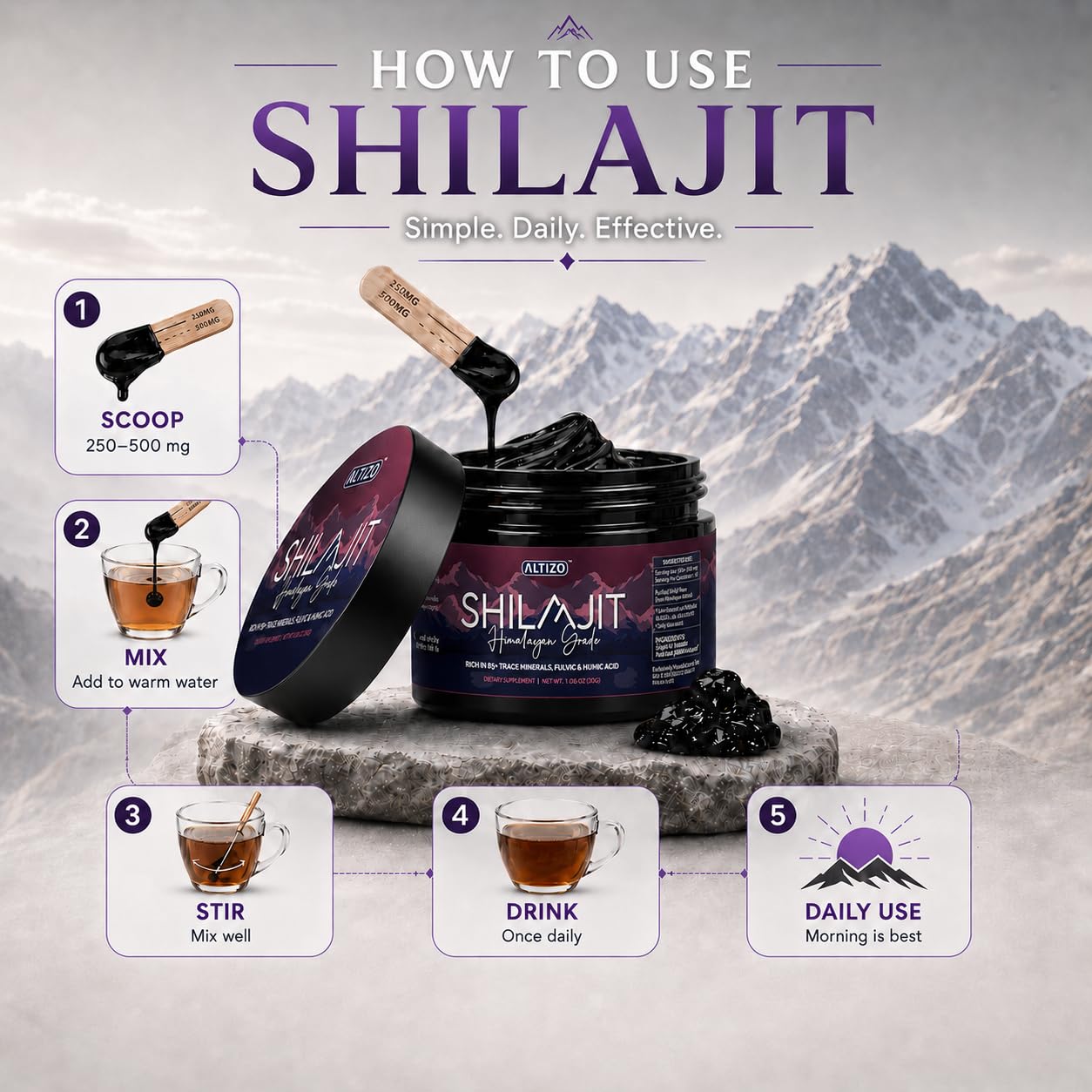 Himalayan Shilajit Resin 30g, Pure Natural Mineral Resin with Fulvic Acid & Trace Minerals, High Altitude Shilajit for Men & Women, Daily Wellness Support, Easy to Dissolve, 2 Month Supply — Amazon image 6