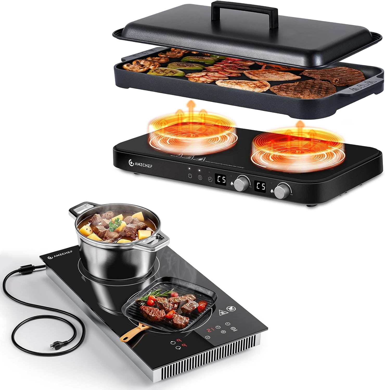 Estufa Vitrocerámica 2 Puestos 12 Pulgadas Corriente Doméstica