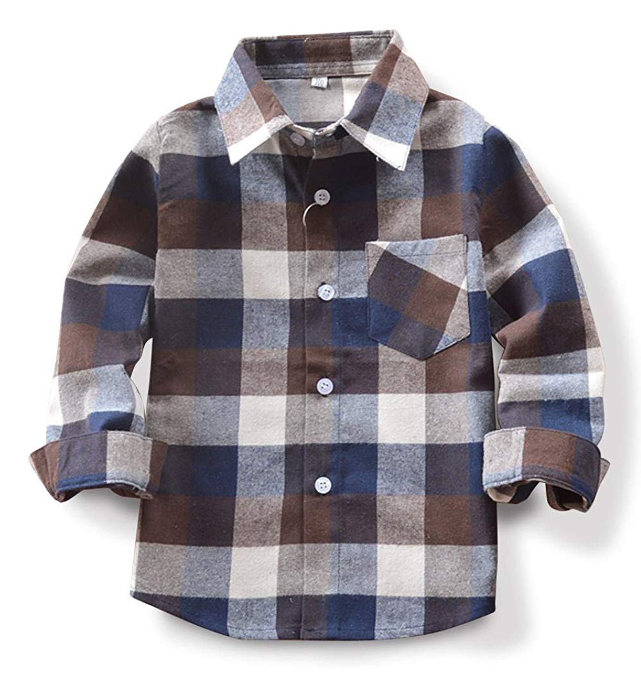 Kids Little Boys Girls Baby Red Plaid Flannel Long Sleeve Button Down Flannel Shirt Plaid Tops Girl Boy Clothes