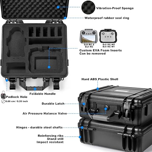 Miniatura 3 de Lekufee Funda de transporte rígida de viaje compatible con DJI Mini 3 Pro Drone y nuevo controlador DJI RC o control remoto DJI RC N1 y accesorios