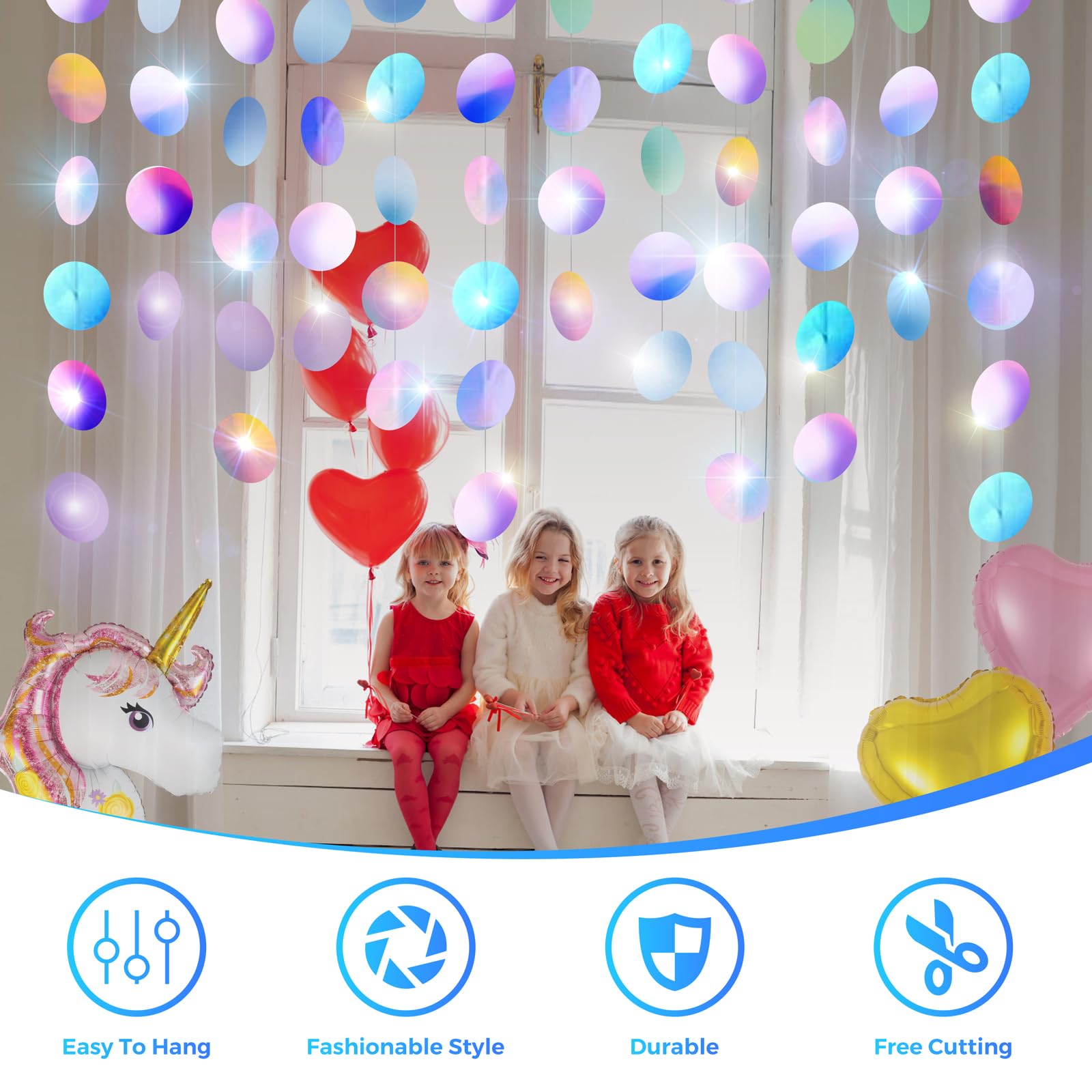 Guirlande En Papier Paillettes Petite Rond Décoration De Fête Bannière 16 Mètres Pour Mariage, Anniversaire, Fête De Naissance Bébé (Or