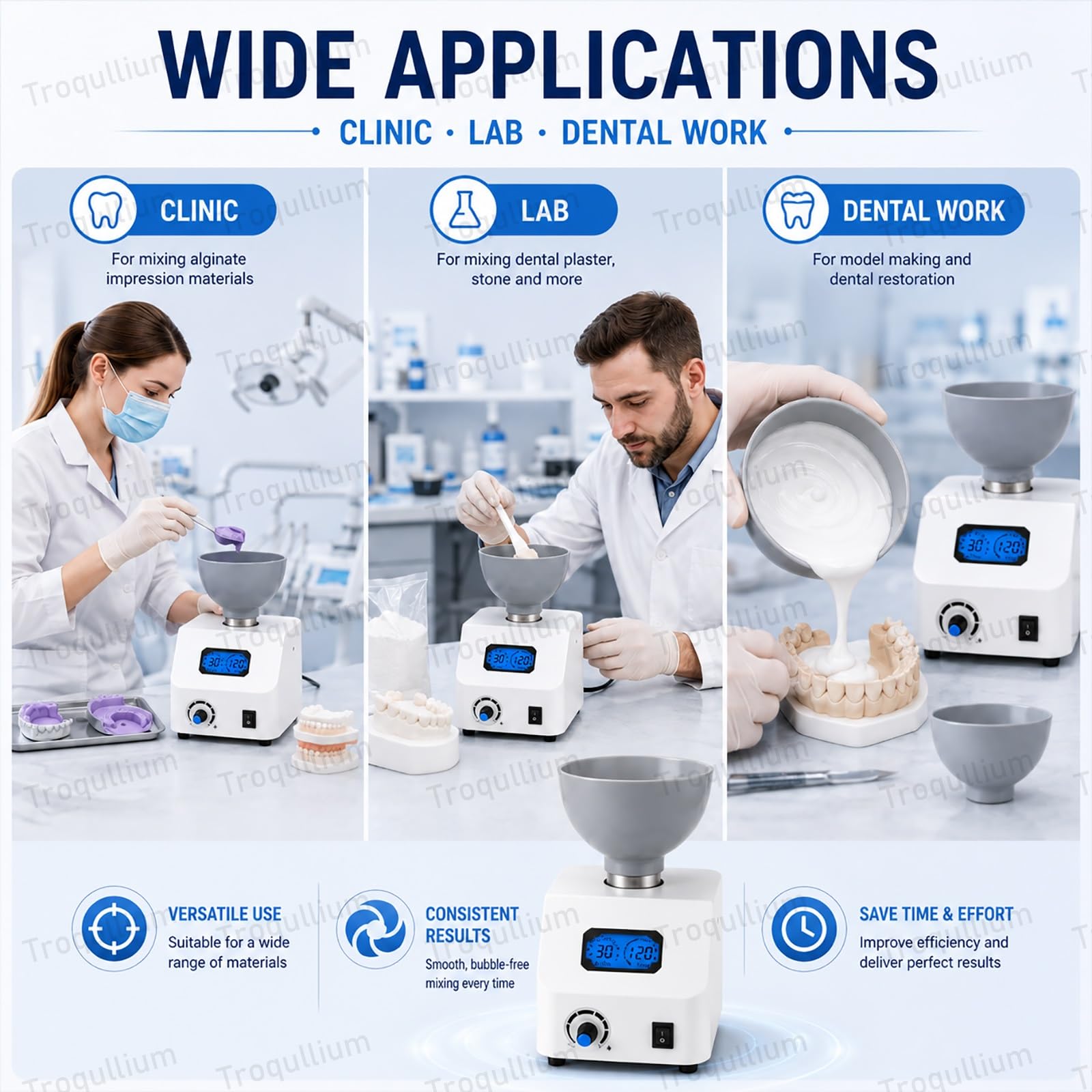 Miscelatore per intonaco dentale, miscelatore automatico di alginato, velocità regolabile, ideale per miscelare materiali di impronta di alginato e intonaco, capacità