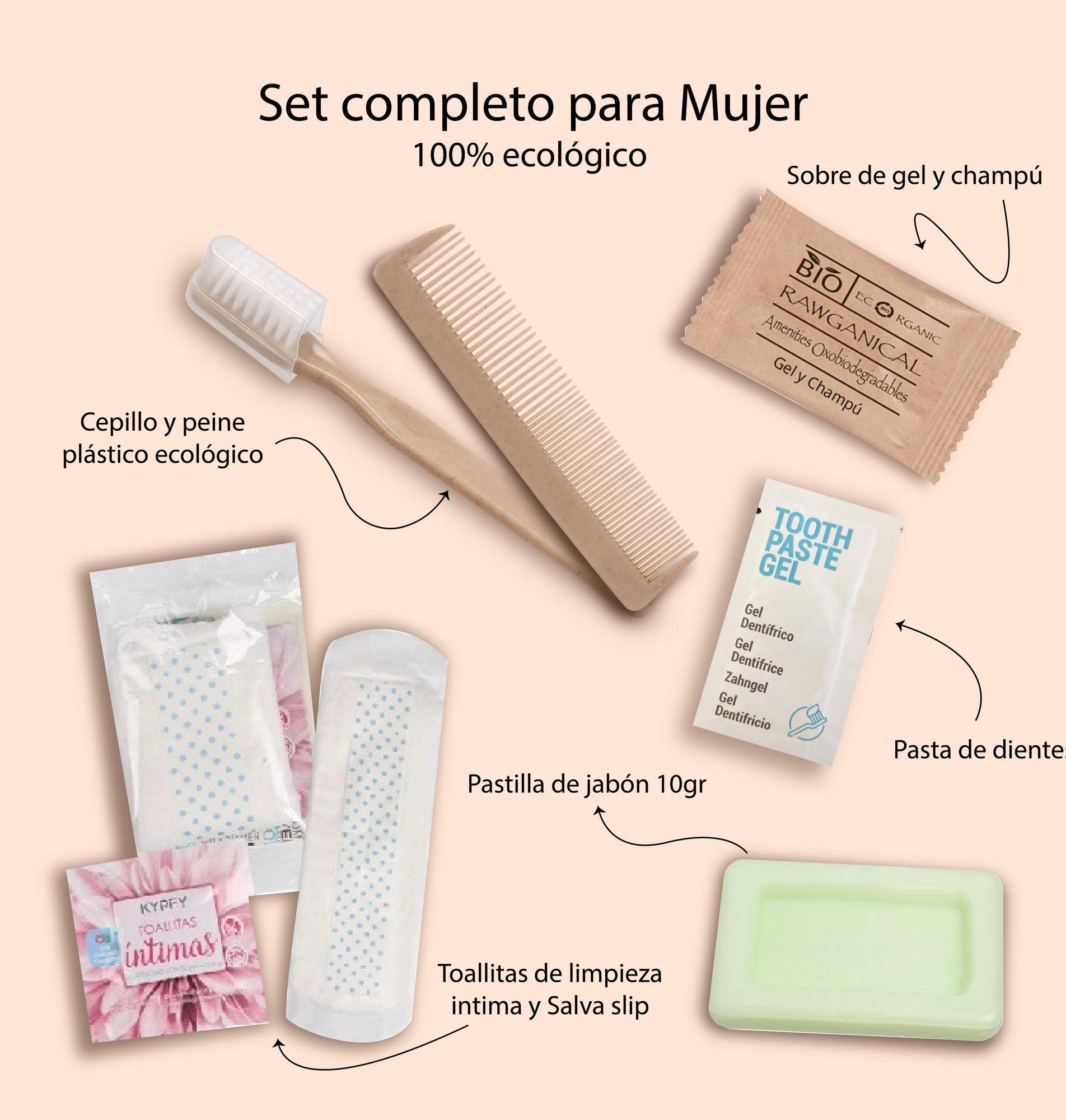 Confezione da 24 kit di igiene personale per donna in beauty case usa e getta - ideale per viaggi, palestra e uso quotidiano