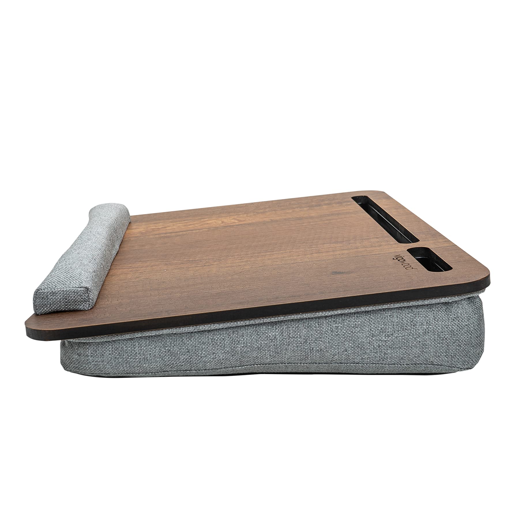 Vigo Wood Scrivania Portatile su Grembo con Cuscino,Vassoio Morbido da Divano per Ufficio Domestico, Leggero e Portatile con Poggiapolso, Adatto per Laptop,Tablet fino a 15.6'' e Supporto per Telefono