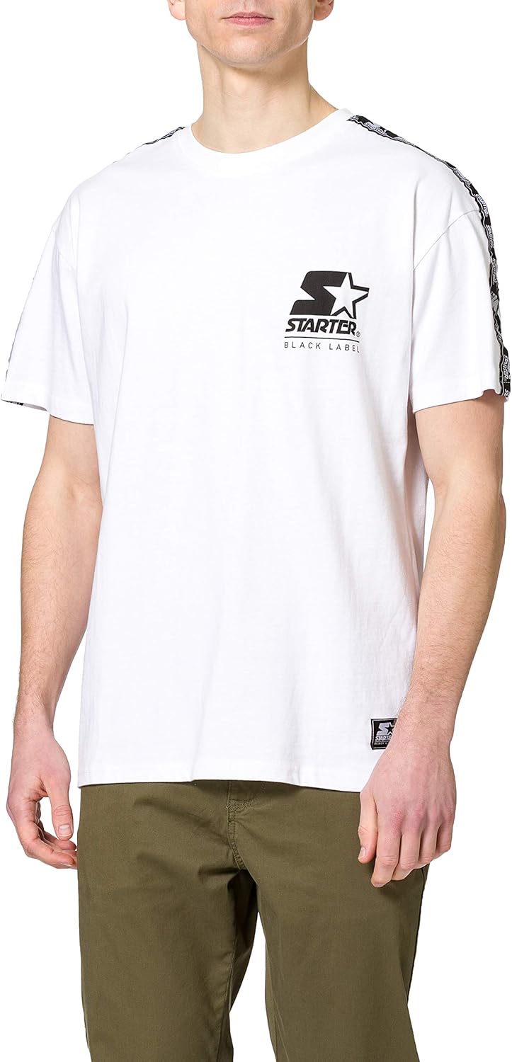 STARTER BLACK LABEL Starter Logo Taped tee Camiseta, Wei xdf, M para Hombre