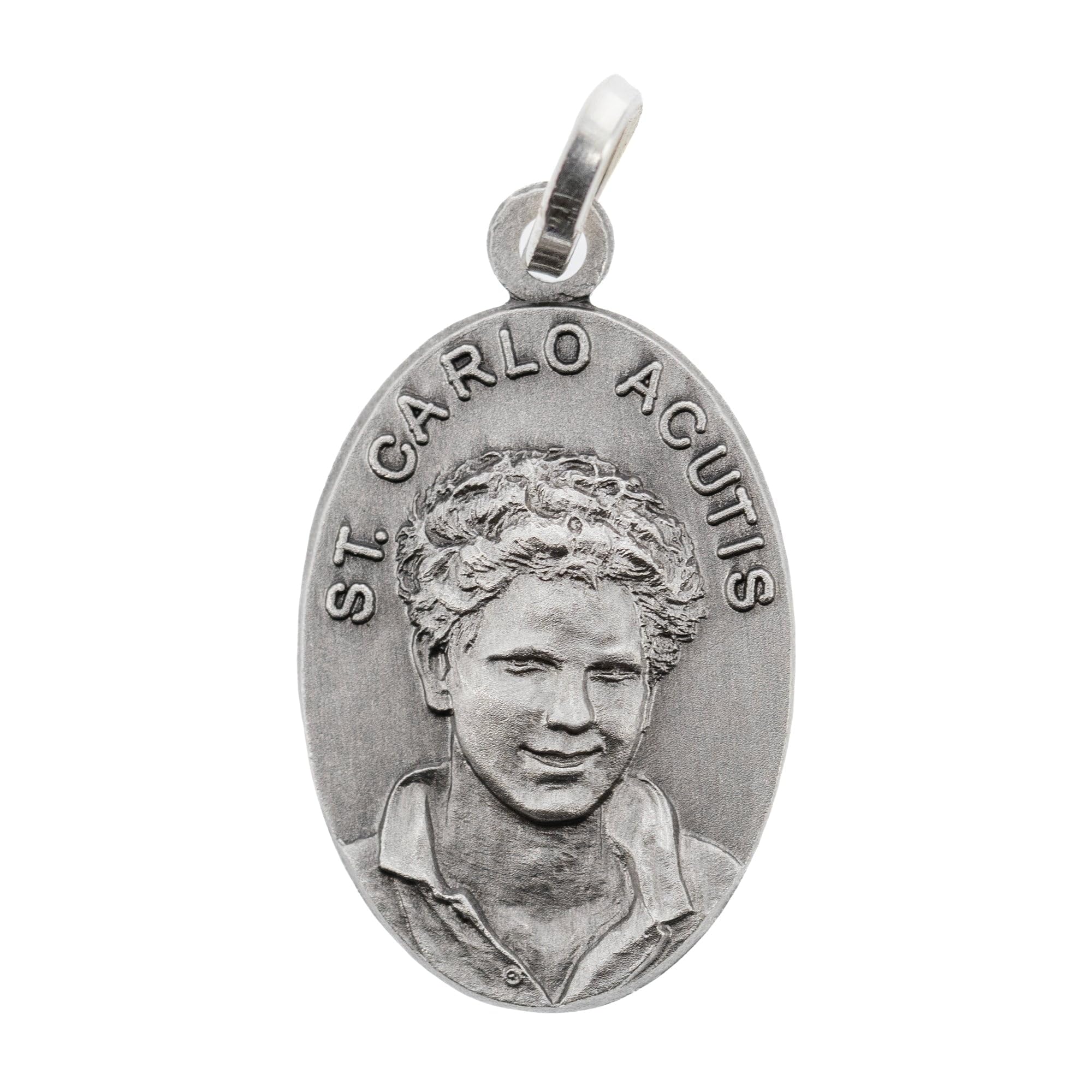 SHALOM - Médaille St. Carlo Acutis en argent 925. Hauteur 2,2 cm