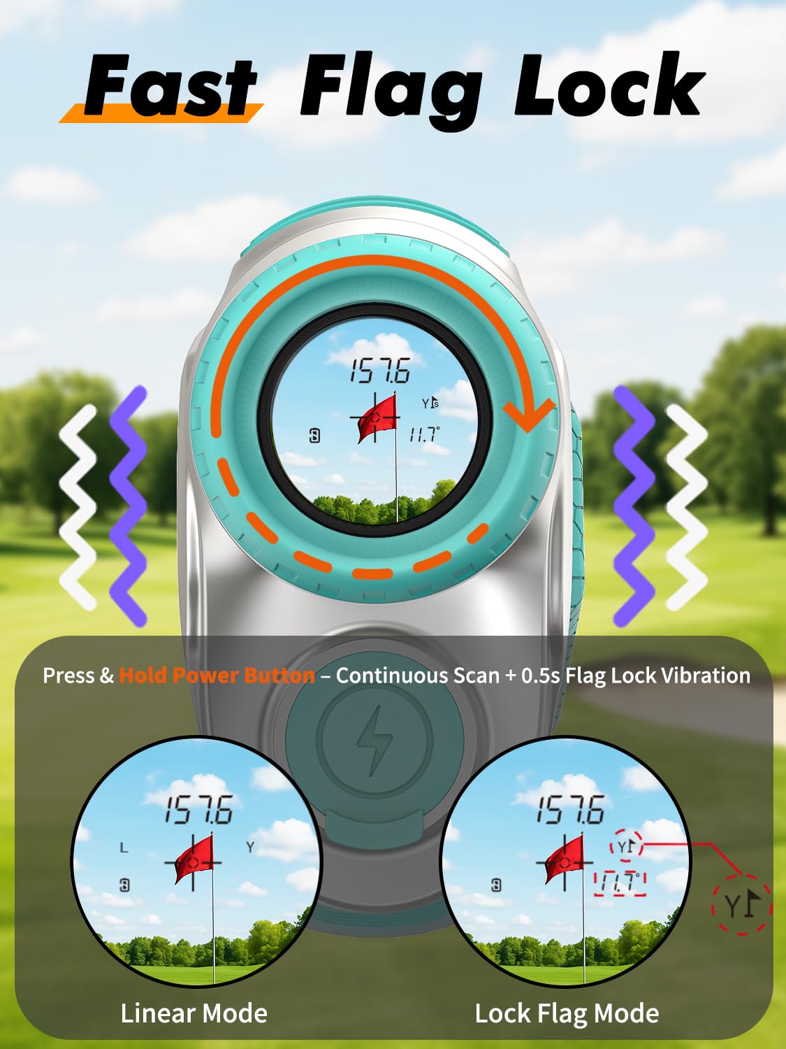 Télémètre de golf magnétique avec pente - Grossissement 7X - Télémètre laser 1200Y pour tous les niveaux - Verrouillage rapide du drapeau - Vibration rechargeable - Étanche - Accessoires de golf pour