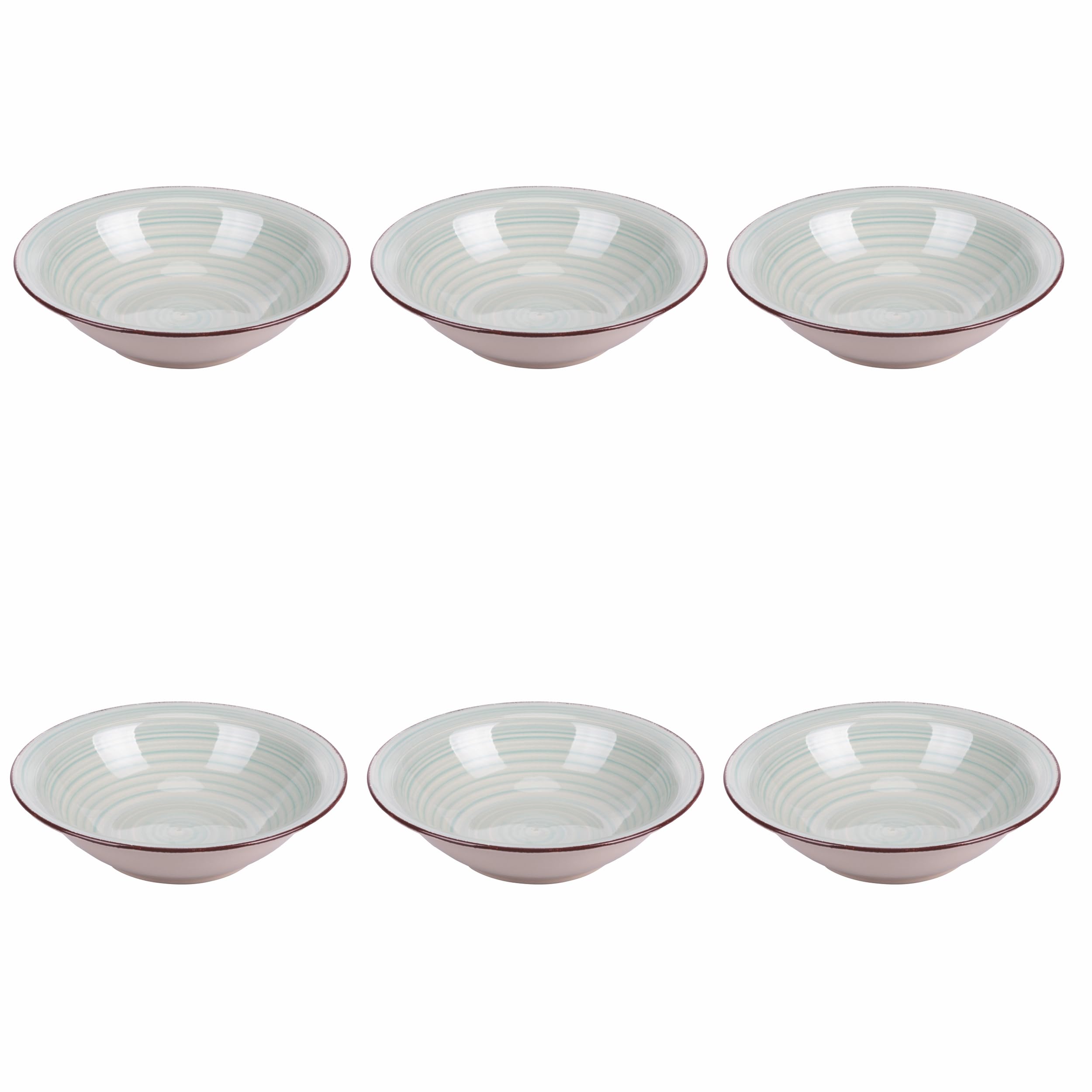 Assiettes creuses en grès Ø 21,2 cm lot de 6 vaisselle peinte à la main verte