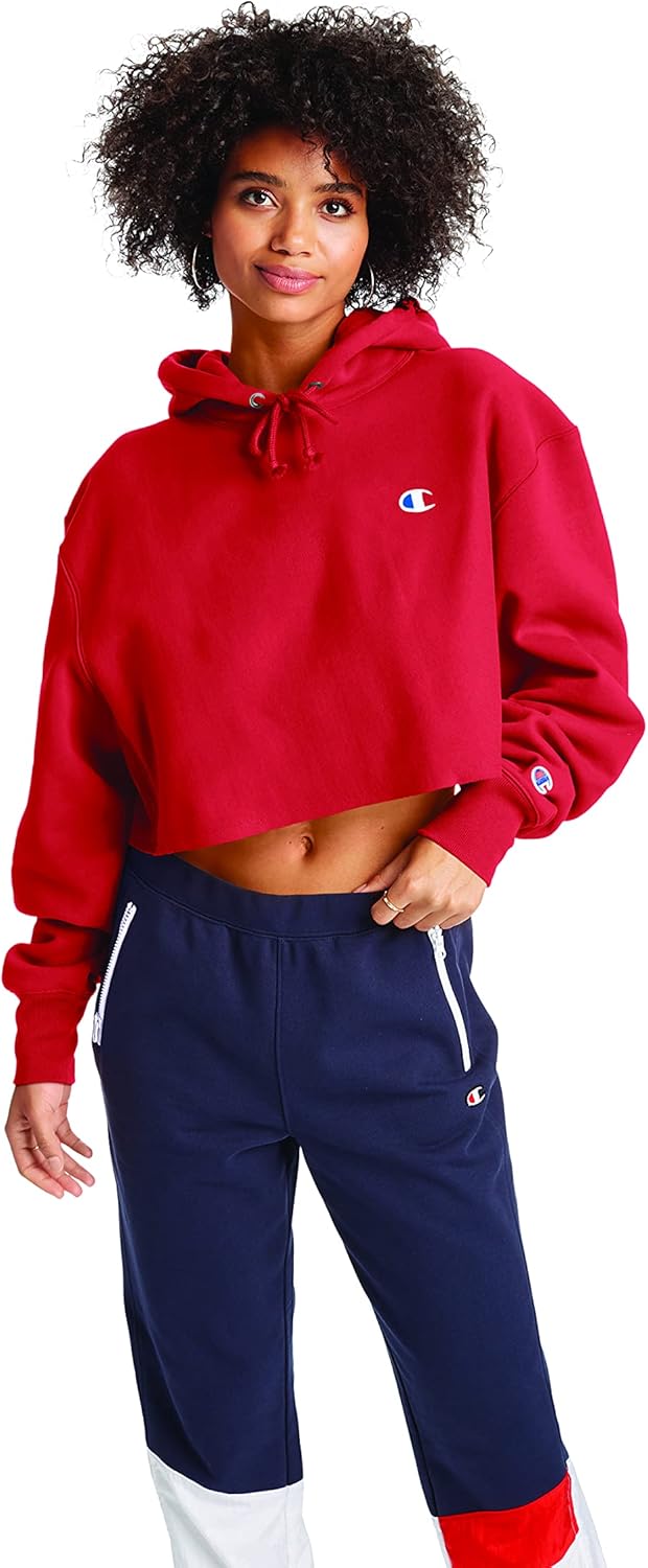 champion crop hoodie red