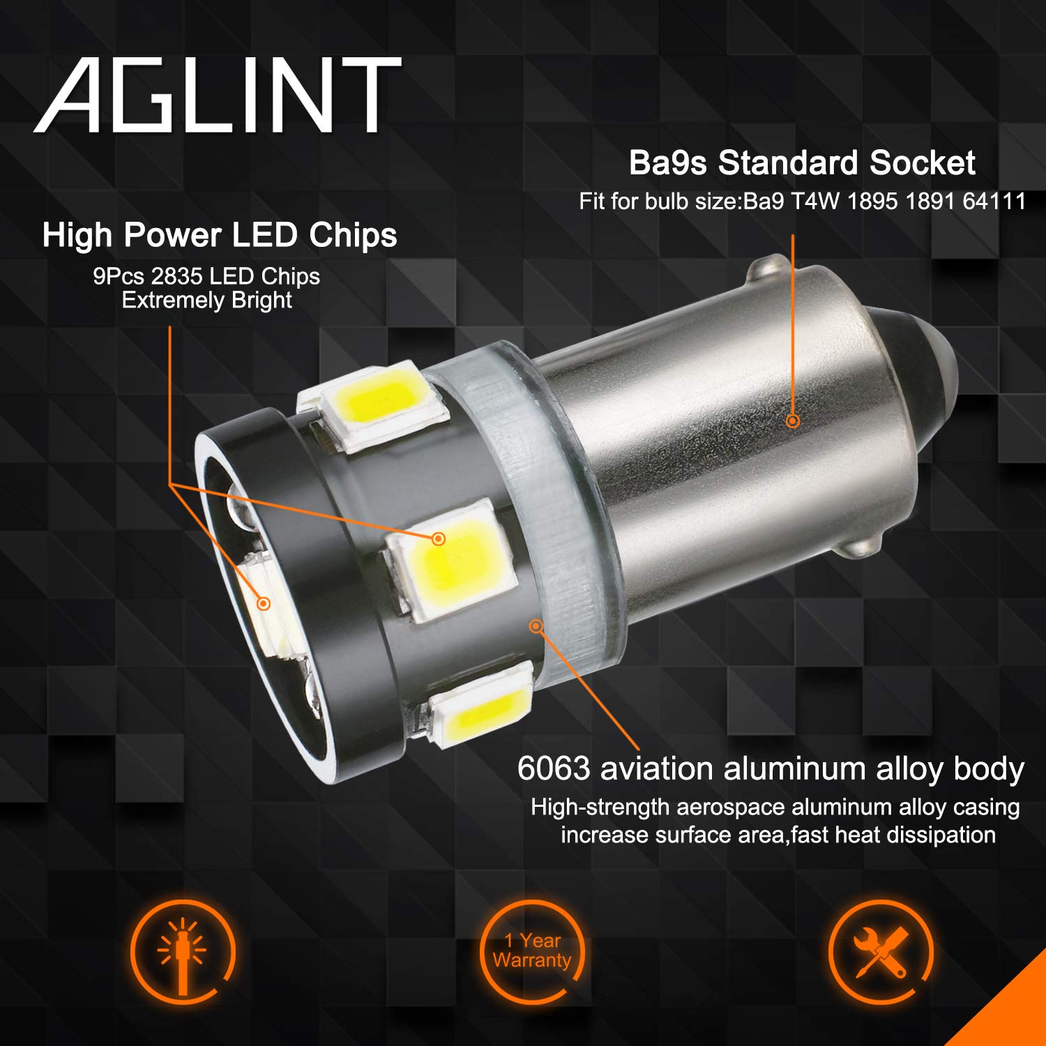 żarówki LED BA9S 12V Ba9 T4W 53 1895 klinowe, 6500K białe, 4 sztuki, do samochodu, wskaźniki LED do wnętrza, festonowate, światło do mapy, światło boczne, światło na tablicy rejestracyjnej