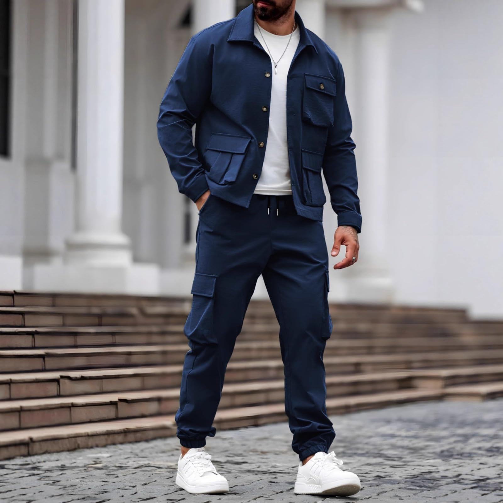 Generisch Dres treningowy dla mężczyzn, dres do biegania, modny motyw, 2-częściowy, hip hop, Y2K, streetwear, bluza z kapturem + spodnie do biegania, strój rekreacyjny dla mężczyzn, sweter z kapturem