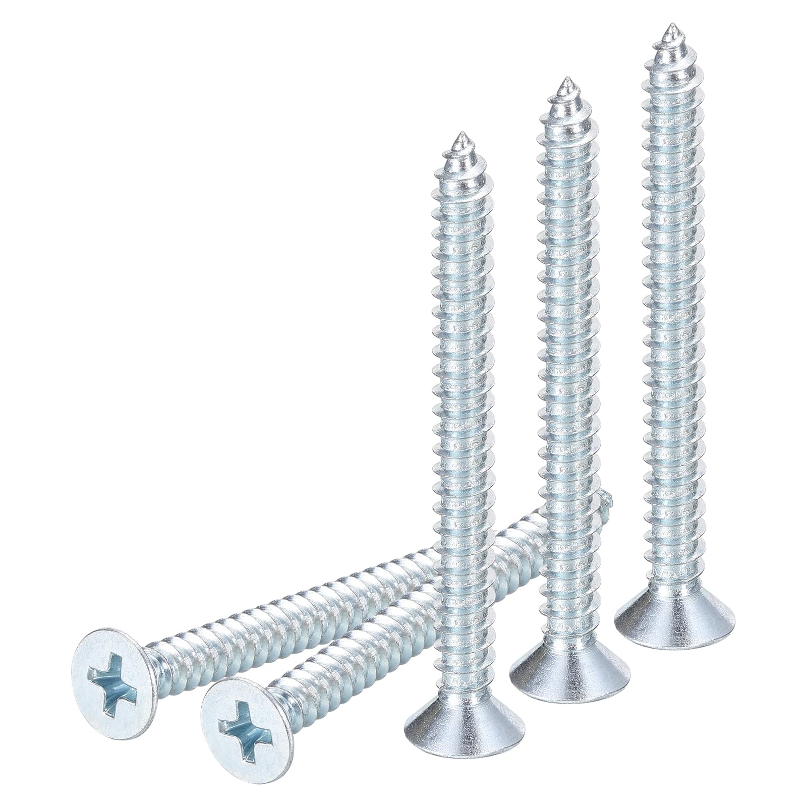 DTGN 100Pcs ST4.8x50mm Self Drilling Screws, Carbon Steel Flat Head Phillips Sheet Metal Screw