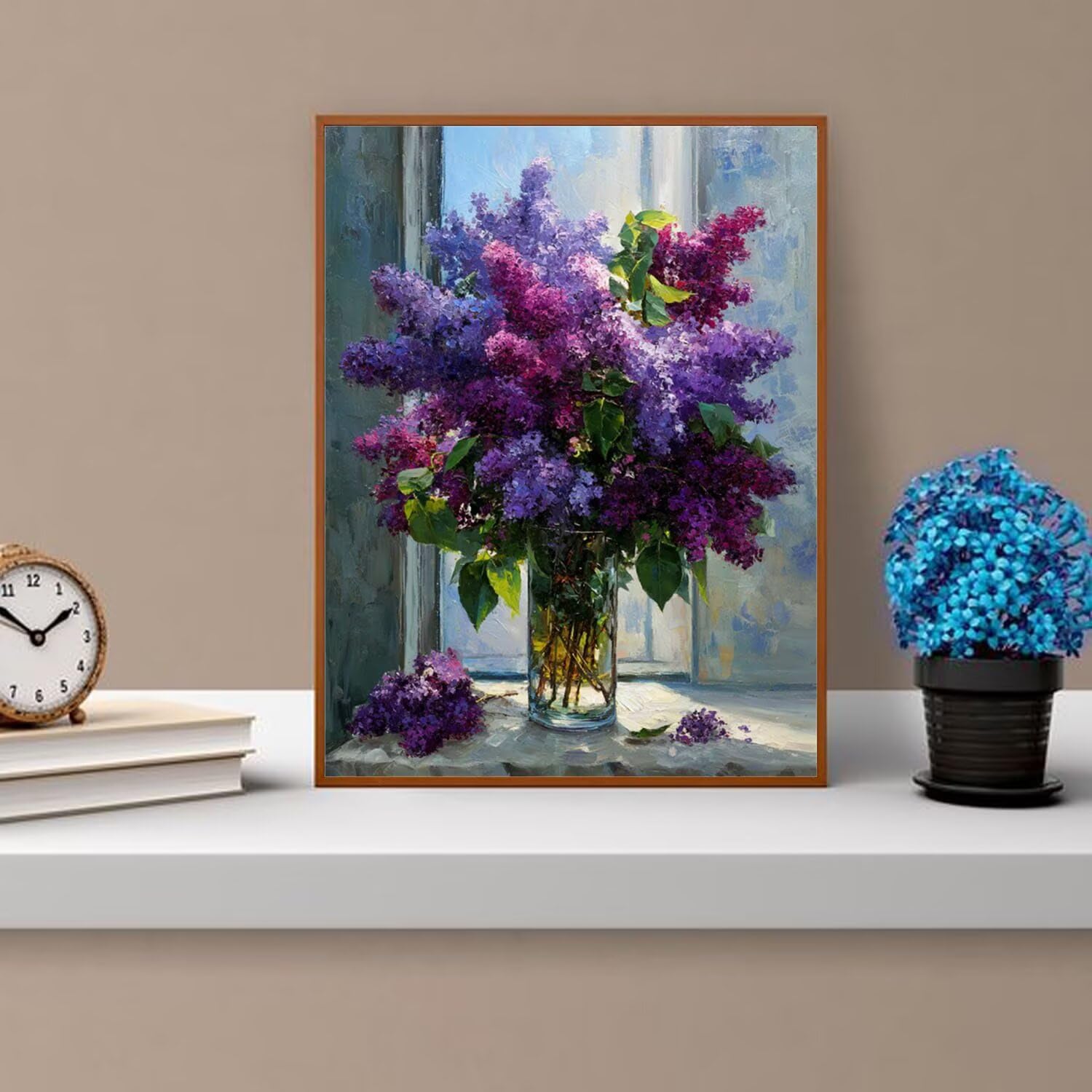 Dipingere con i Numeri Adulti Fiori viola, finestre Dipingere con i Numeri Bambini DIY Kit, Set Premium con Pennelli, Decorazione Casa & Creativo Regalo, Attività di Tempo libero 90x120cm z-497