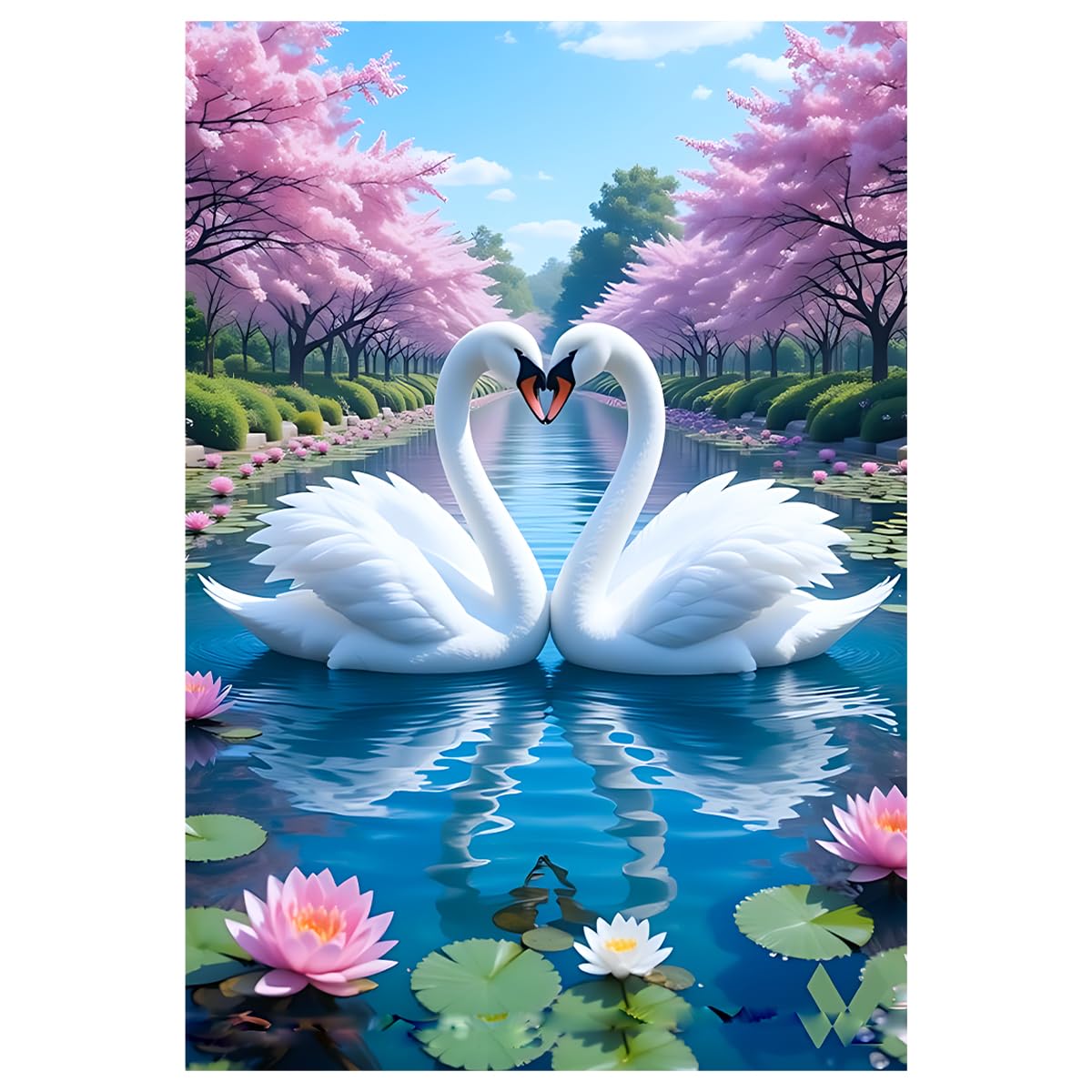 Romantic Swan Couple Wall Sticker | Beautiful White Swan Love Wall Art | Nature Lake Wall Decor for Bedroom, Living Room & Couple Room-image-21