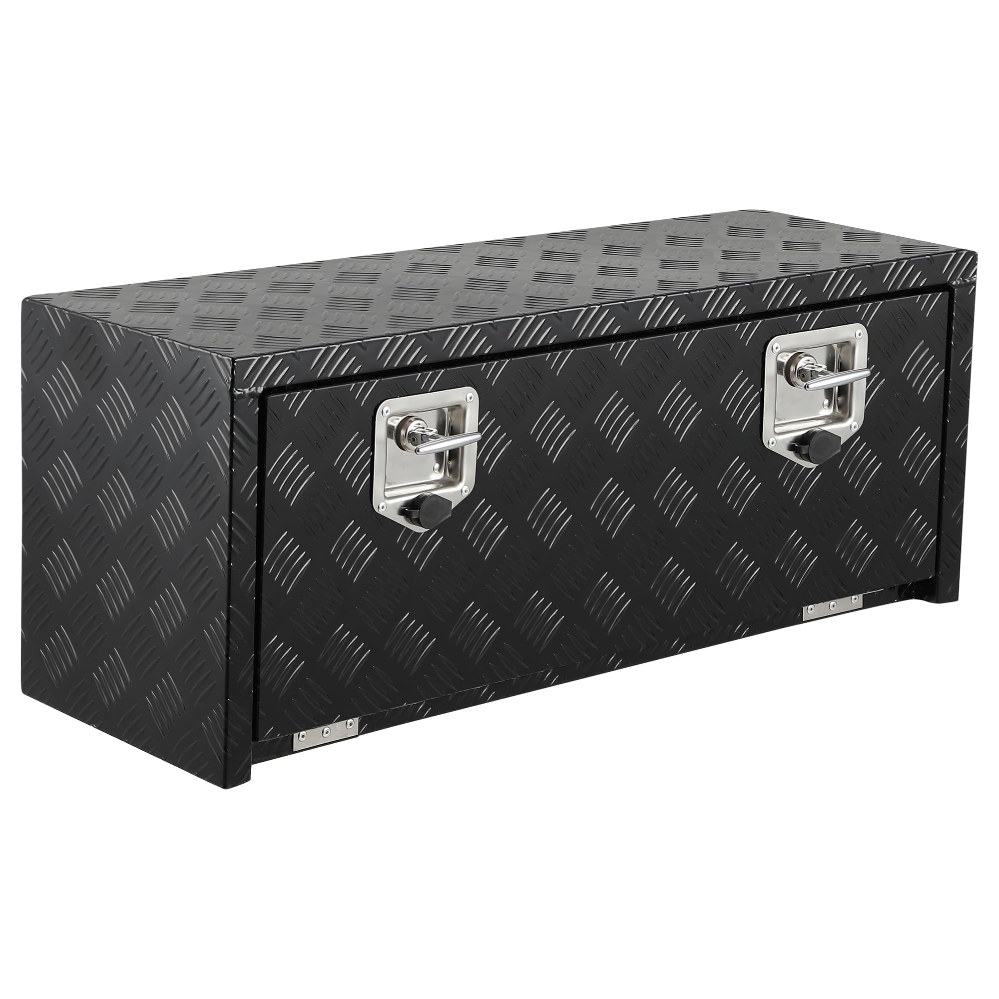 CuteHairy Heavy Duty Aluminium Chequer Plate Tool Box, Waterproof Underbody Storage Box with Lock and Keys, 91 x 46 x 46 cm for Pickup, Trailer, Caravan & Campervan - Black