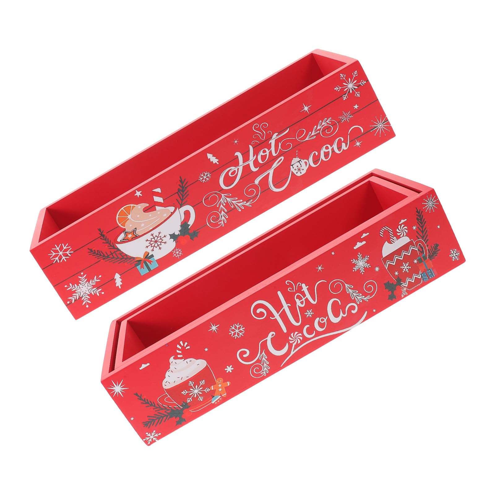 Beaupretty 2 Pezzi Scatola Natalizia in Legno Rossa Manico per Tavolo