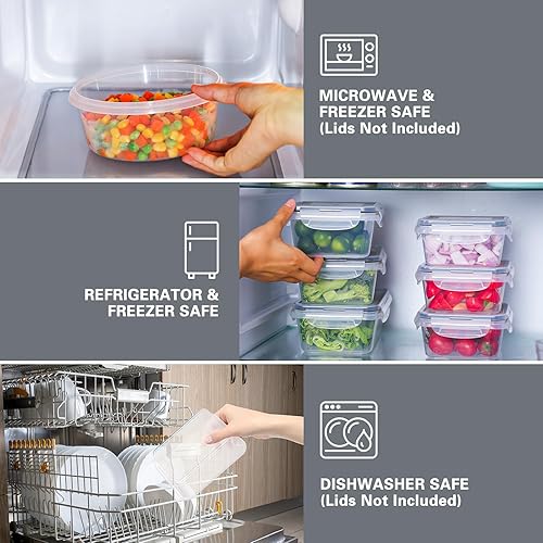 Miniatura 4 de Moretoes 54 recipientes herméticos de almacenamiento de alimentos con tapas, 27 tapas a presión y 27 recipientes anidables, recipientes apilables de