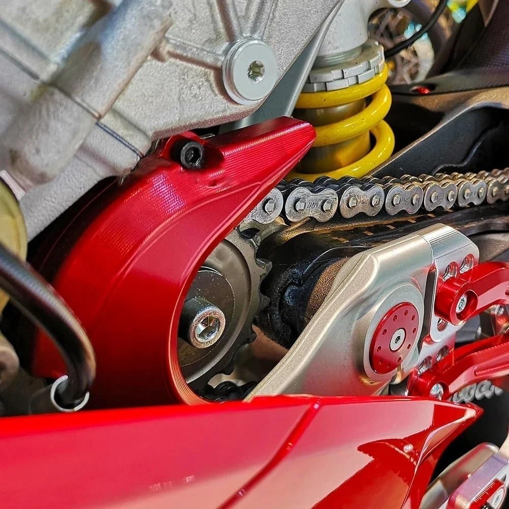 Motocyklowego Łańcucha Ochraniacz Do Ducati Streetfighter V4 S Panigale R | Osłona przedniej zębatki motocykla Obudowa Saver Protector Osłona łańcucha(Red)