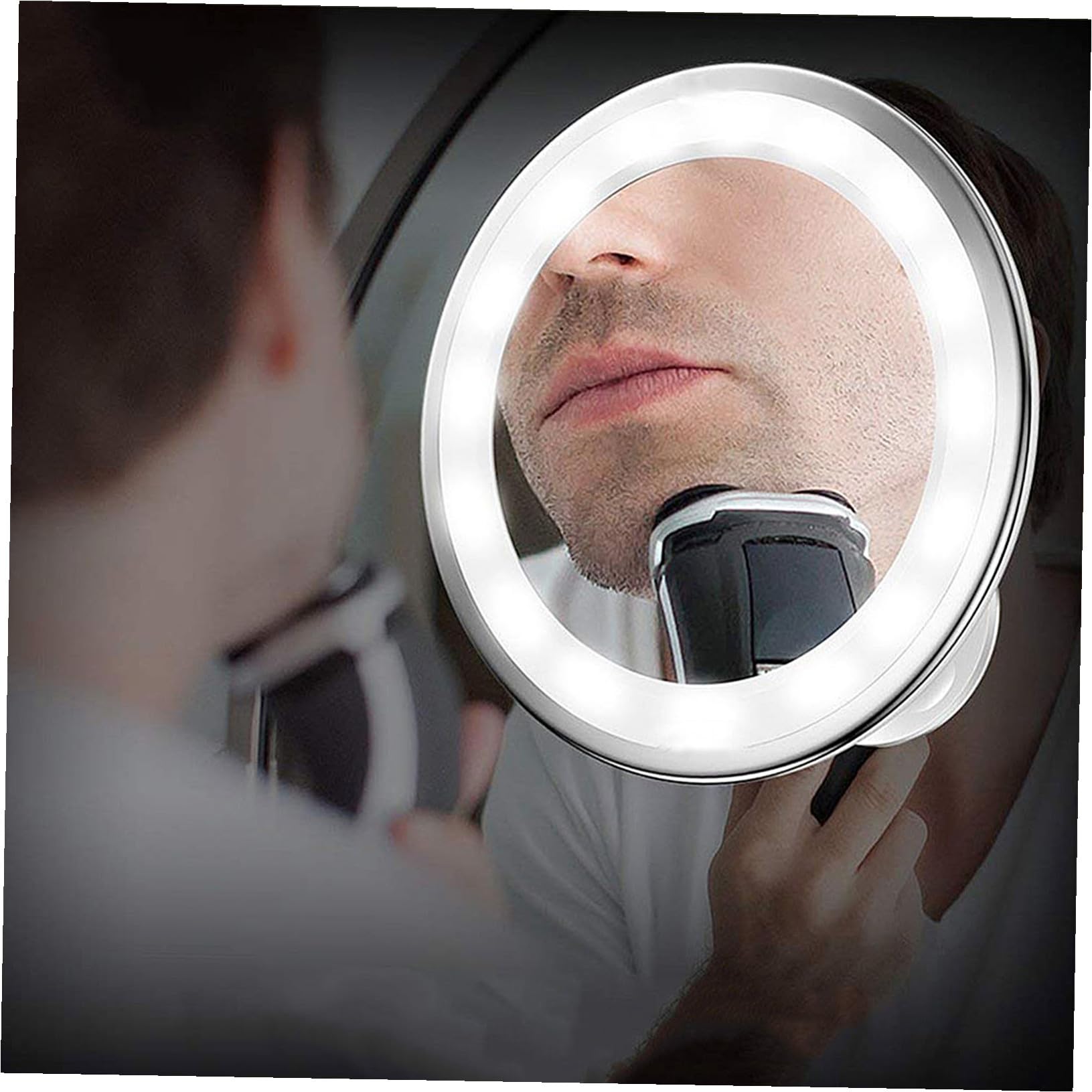Espejo De Maquillaje Led Giratorio 1 Unidad 10x Aumento Ventosa para Uso Personal En Tocador Luz Integrada