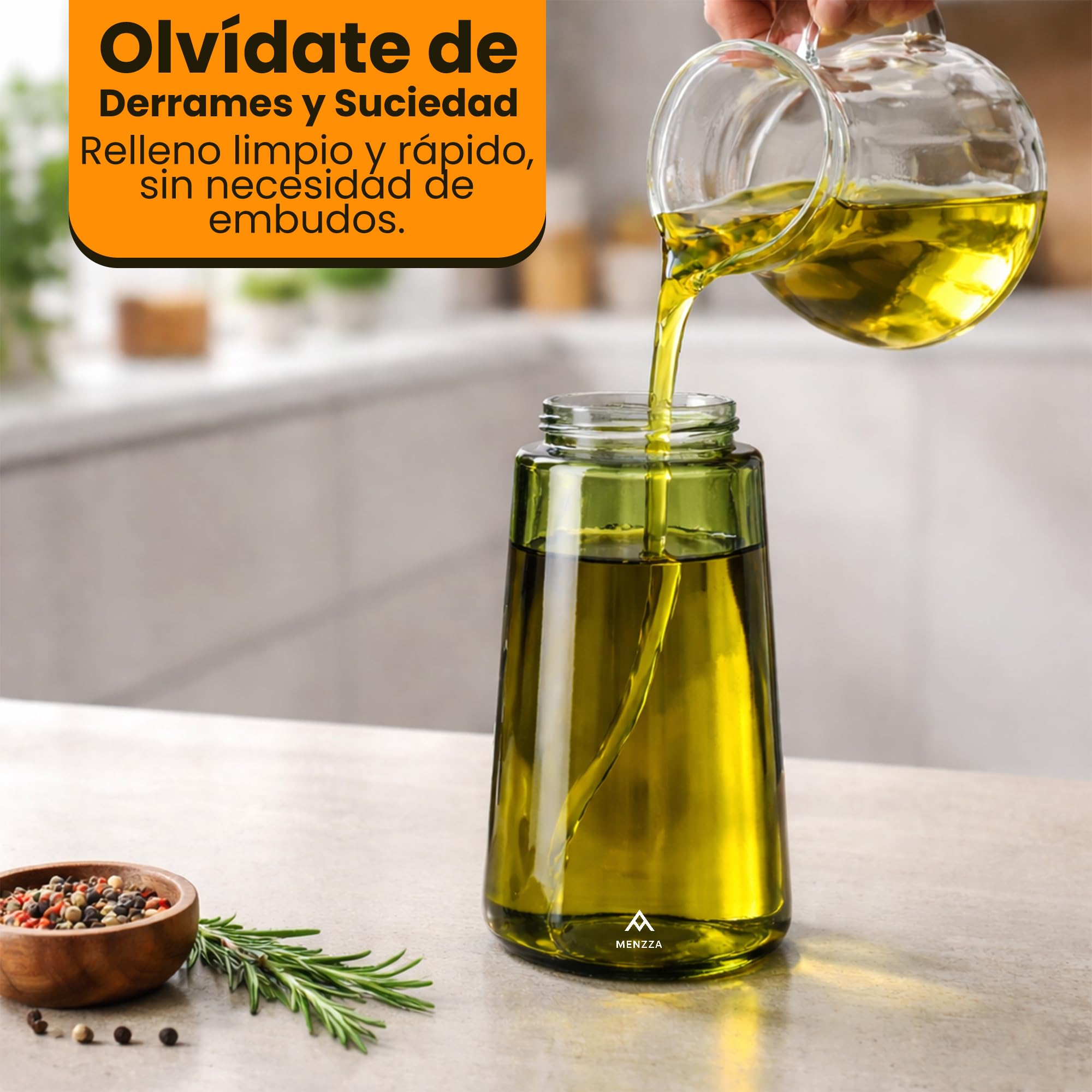 Kit Aceitera 480 ml 4 en 1 I Pulverizador de Aceite en Aerosol I Aparatos, Utensilios y Accesorios para Cocina o Freidora de Aire I Dispensador de óleo