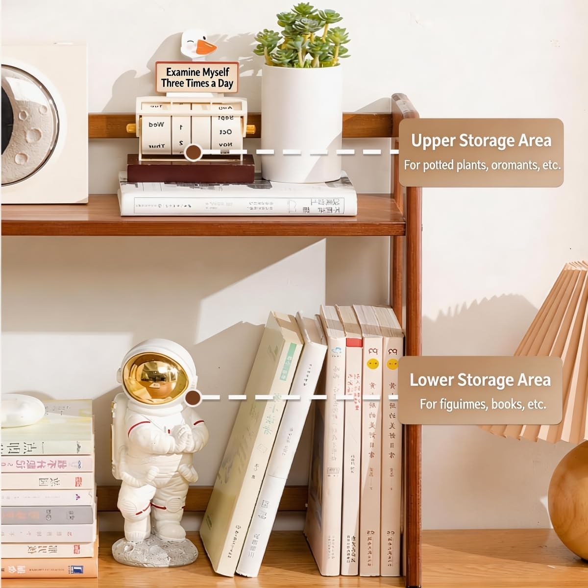 Natural Bamboo Coffee Station Organizer, 2-Tier Wooden Kitchen Counter Shelf for Bar Accessories, Multi-Functional Countertop Storage Rack for Syrup Bottles & Coffee Essentials (Natural Bamboo)