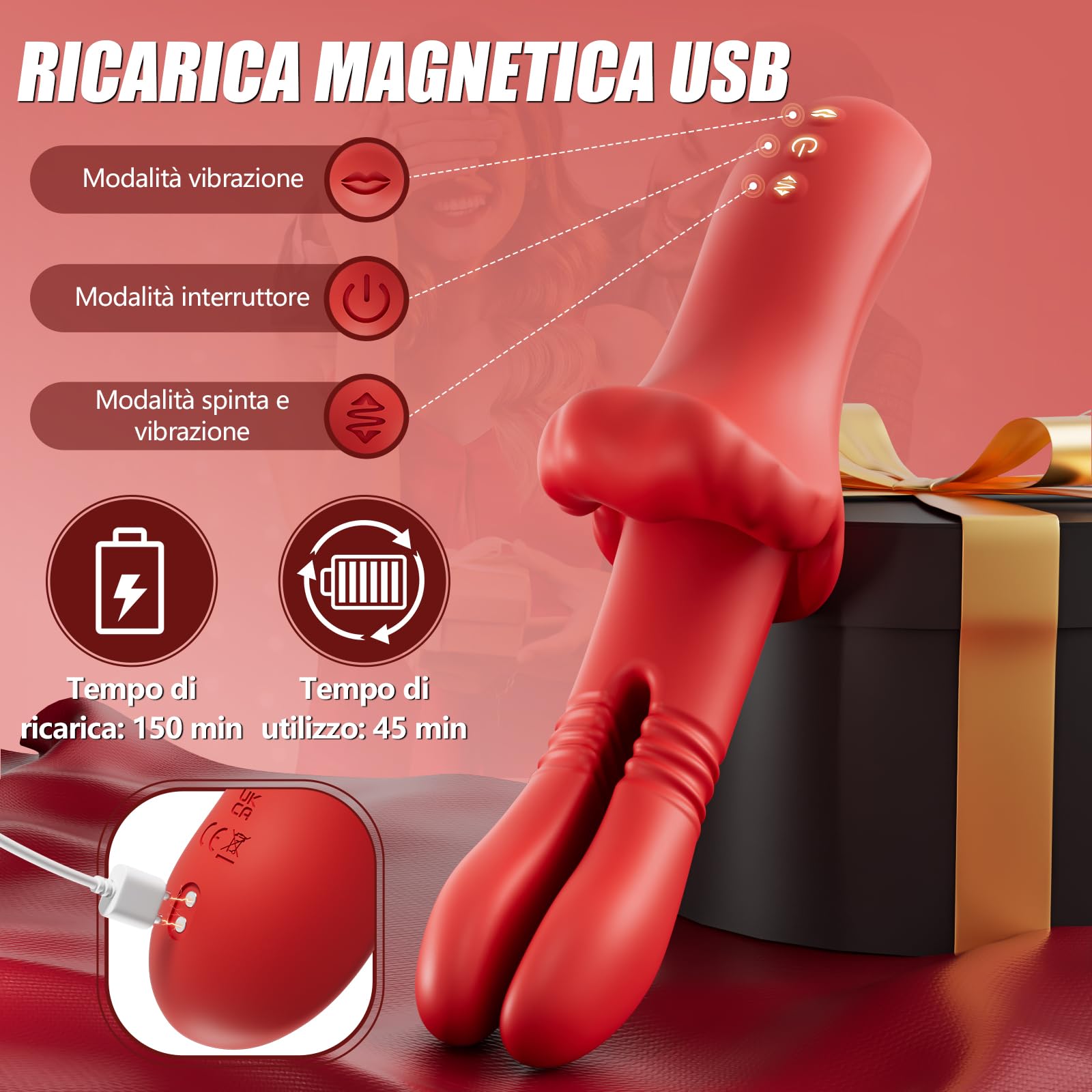 Dildo Vibratoreper Donna Professionale Sex Toys - 4 in 1 Vibratoriper Donne Clotoride con 10 Spinte e Vibrazioni, Stimolatore Clitoride e Punto g Femminile Toys Sessuali per Donna Sexytoysys Coppia