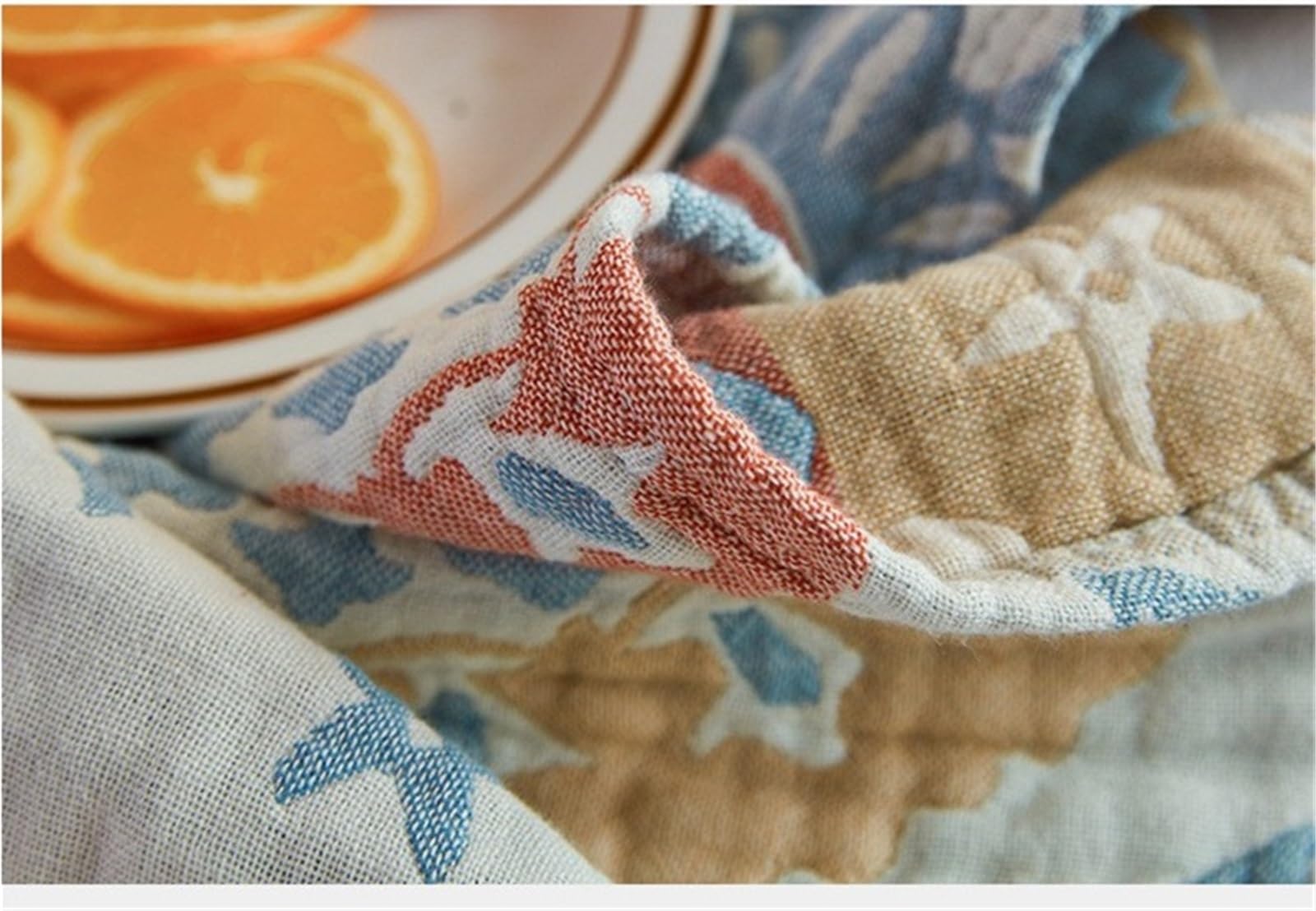 Coperta in mussola di cotone Copriletto in mussola di cotone in traspirante Tessili for la casa Bambini adulti Jccquard Divano letto Coperte Lenzuolo(Color8,150x200cm)