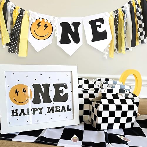 Miniatura 5 de Cartel para silla alta con texto en inglés «One Happy Dude para decoración de primer cumpleaños, decoración de fiesta de cumpleaños, guirnalda