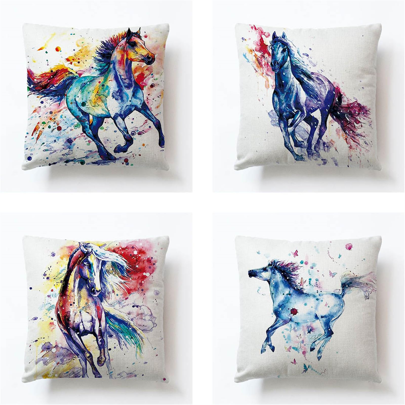 Housses de coussin 80x80cm cheval en lin pour rénover un canapé