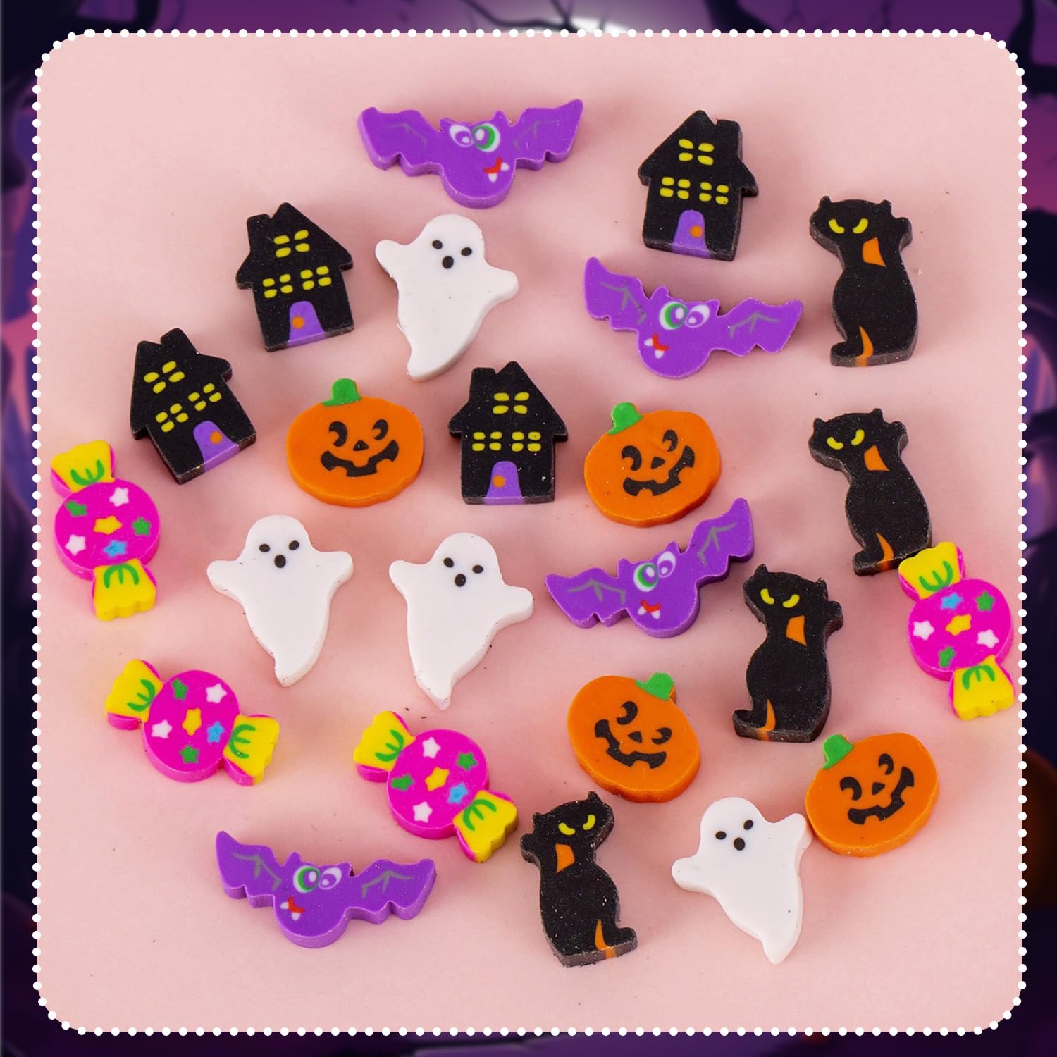 Mini gomme da cancellare di Halloween per bambini, a forma di zucca, dolcetto o scherzetto per feste di Halloween, mini premi decorativi per la scuola, 100 pezzi
