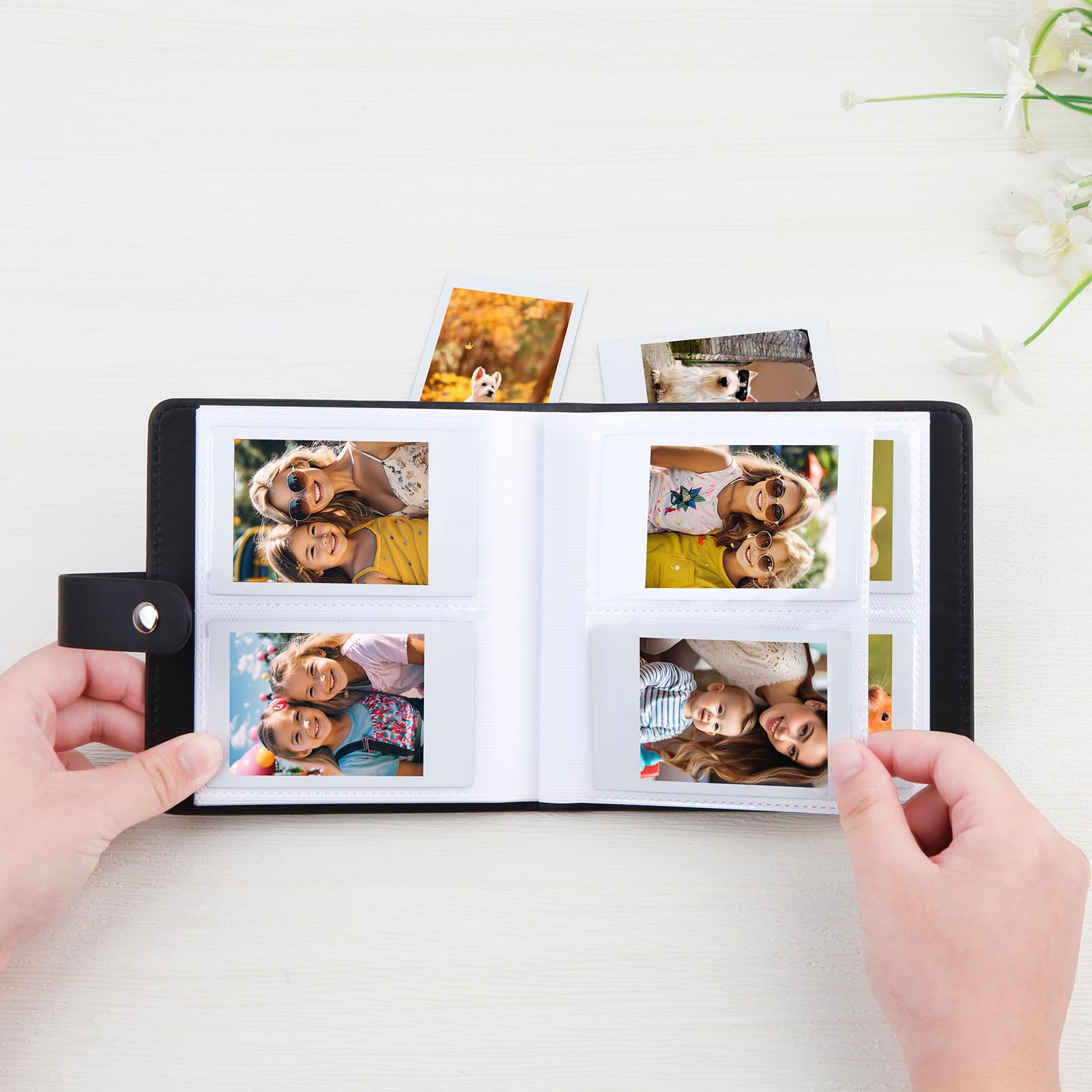 112 Tasche Mini Album Fotografico 2 x 3 Portatile Portafotografie Kpop Compatibile con Fujifilm Instax Mini Fotocamere/Polaroid Snap Touch/SocialMatic Fotocamere Istantanee (1Pack, Nero)