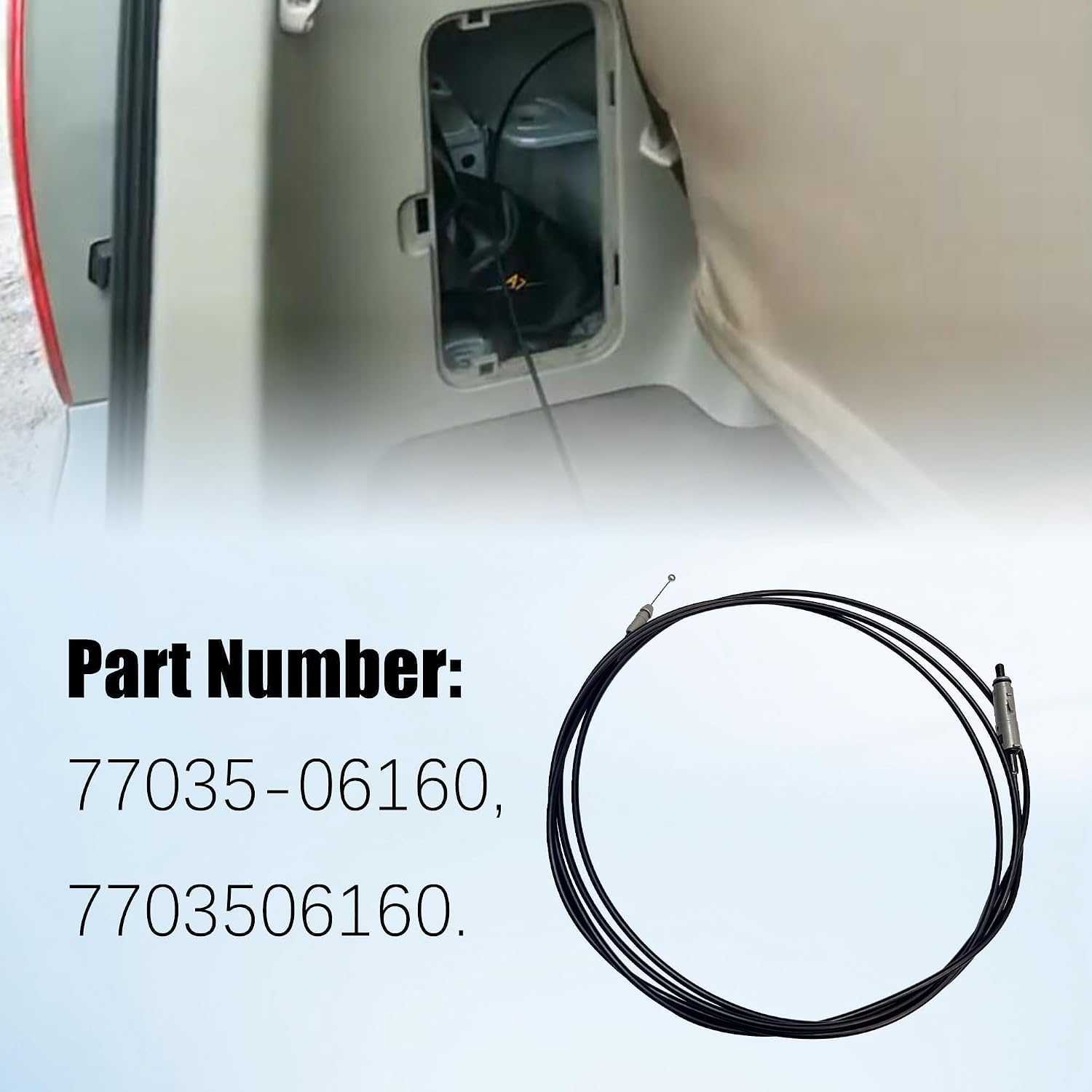 77035-06160 Car Fuel Tank Cable Compatible with Toyota Camry 2006 2007 2008 2009 2010 2011 2012 2013 2014 2015 Fuel Tank Cover Lock Control Cable