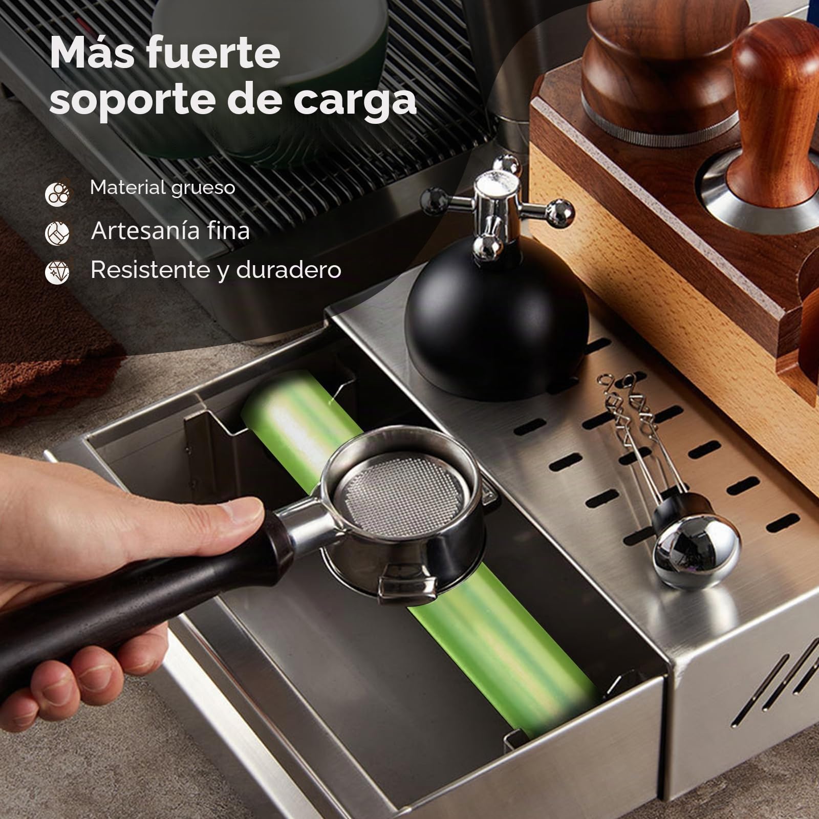 Cafe Knock Box Cajon Posos Cafe de Acero Inoxidable Contenedor de Caja de Café con Palo de Golpe Accesorios Cafetera