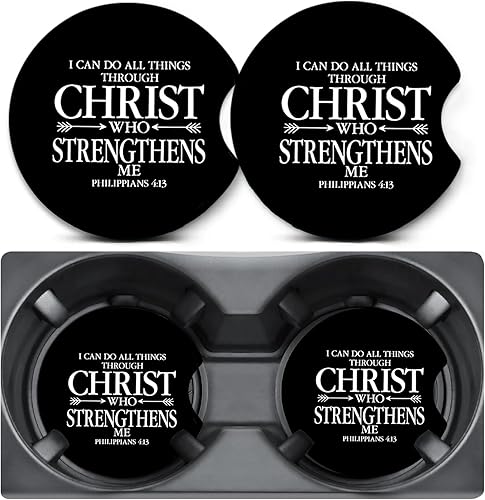 Paquete de 2 posavasos de automóvil para portavasos de automóvil, posavasos cristianos para automóvil, tapete de goma antideslizante de tamaño