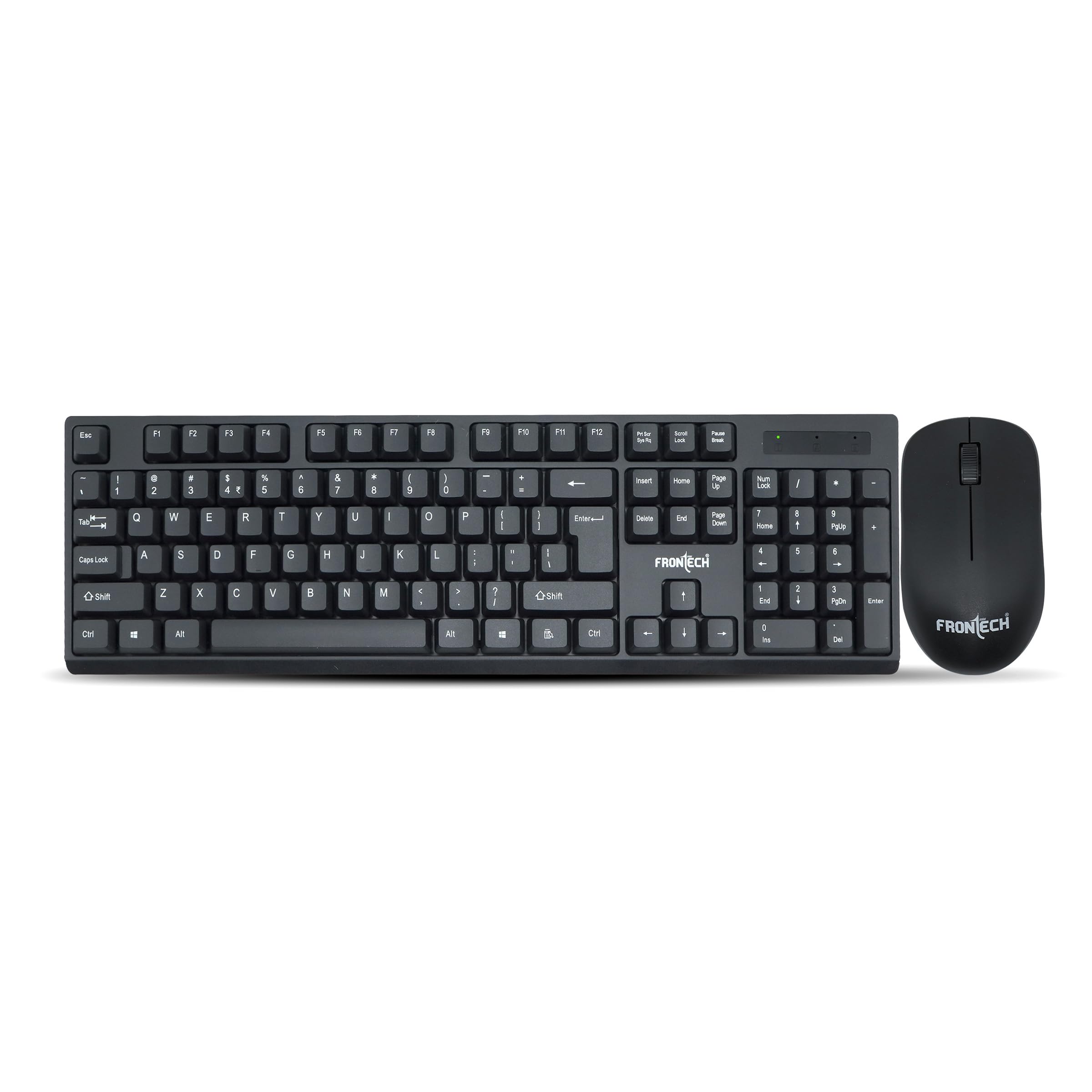 FRONTECH Wireless Keyboard and Mouse Combo |1000 DPI | Membrane Keys with Adjustable Heights | USB Plug & Play | Ergonomic & Comfortable Design, (KB-0028, Black) (B0D16YYM79) Amazon Price History, Amazon Price Tracker