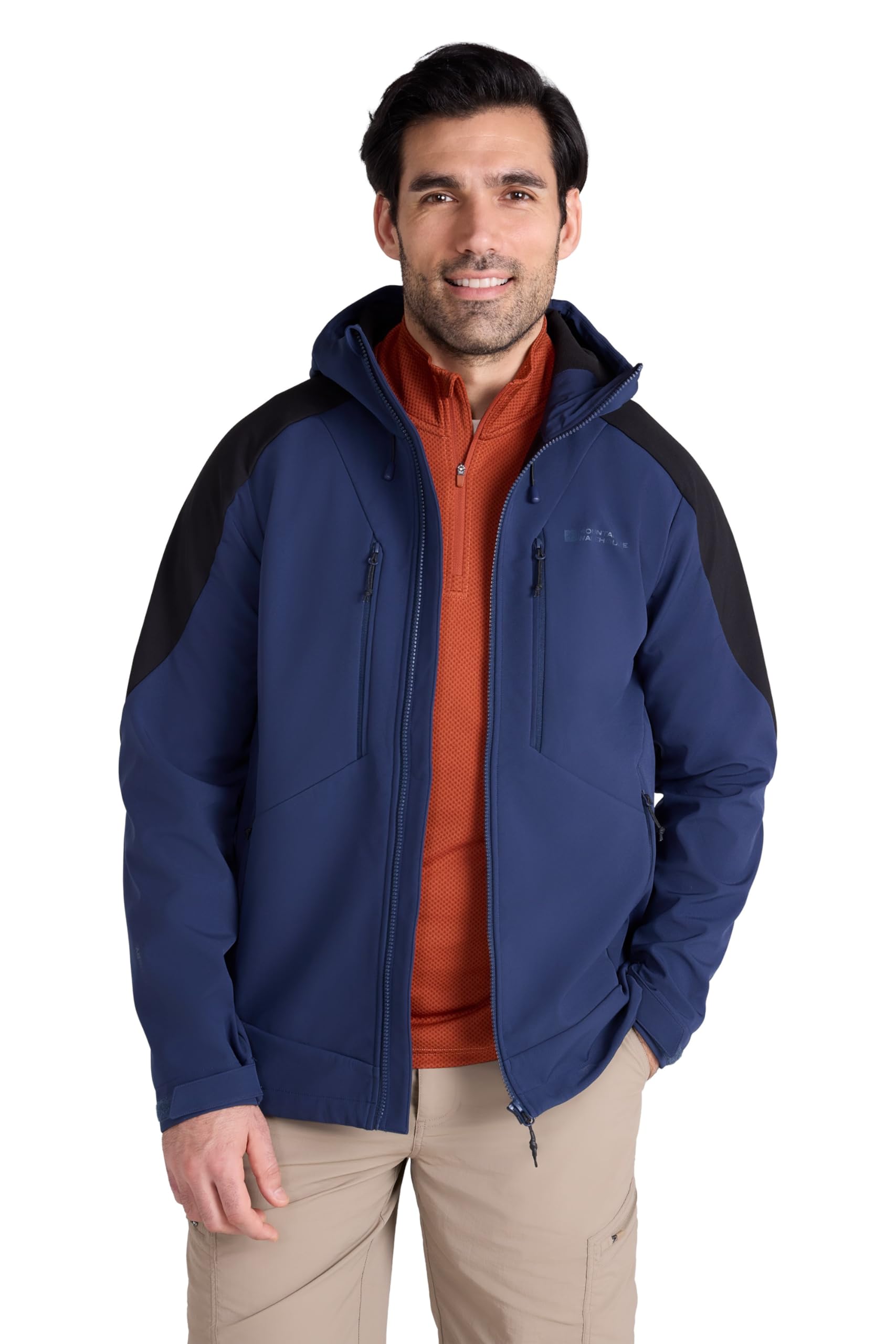 Mountain Warehouse Men's Cobalt Radius Softshell Jacket - Water Resistant, Breathable, Adjustable Rain Jacket - Best For Spring Summer, Walking, Hiking & Outdoors Xs