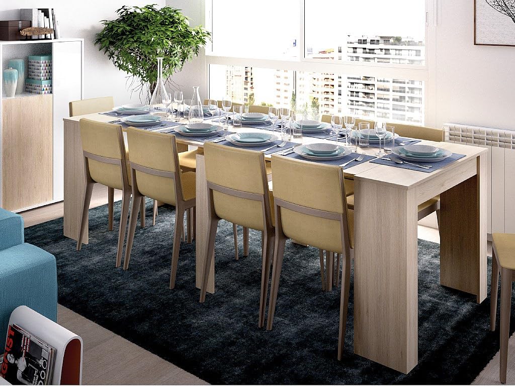 LIQUIDATODO ® - Mesa consola extensible moderna y barata de 51 cm a 239 cm en color natural