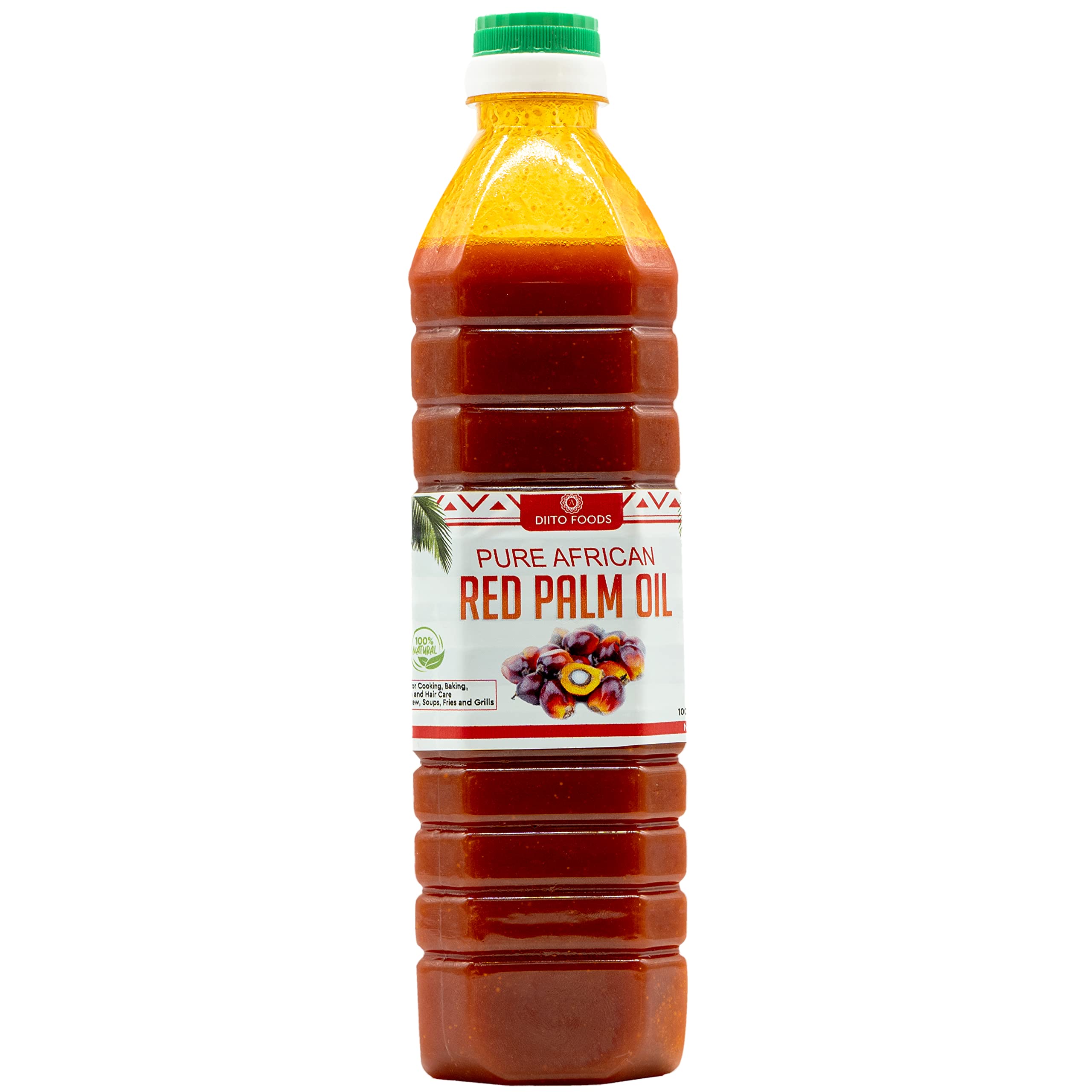 Diito Foods Red Palm Oil Pure Unrefined (2 bottles) | 100% Natural Palm Kernel Vegan Cooking Oil | African Vegetable Oil for Soups. 2Litres (2)