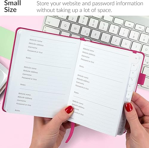 Miniatura 2 de GoGirl - Cuaderno para organizar contraseñas con pestañas alfabéticas, diario de registro de direcciones de Internet y contraseñas, tamaño de