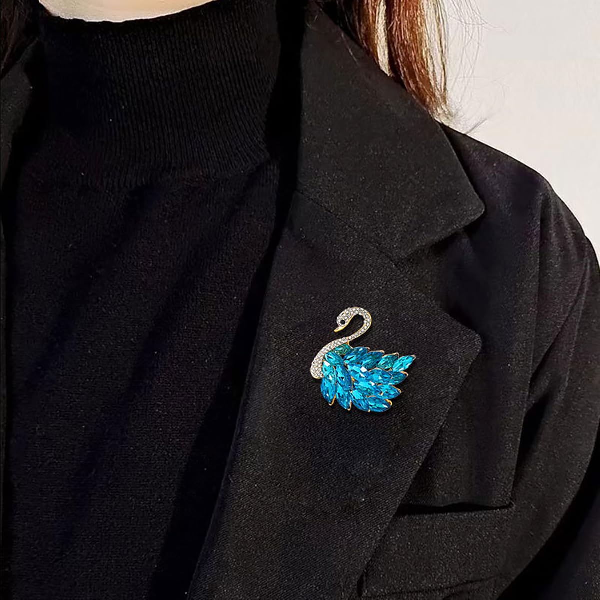 Elegante Schwanen-Broschen mit Strasssteinen, Kristall-Schwanen-Brosche, Anstecknadeln für Damenmode